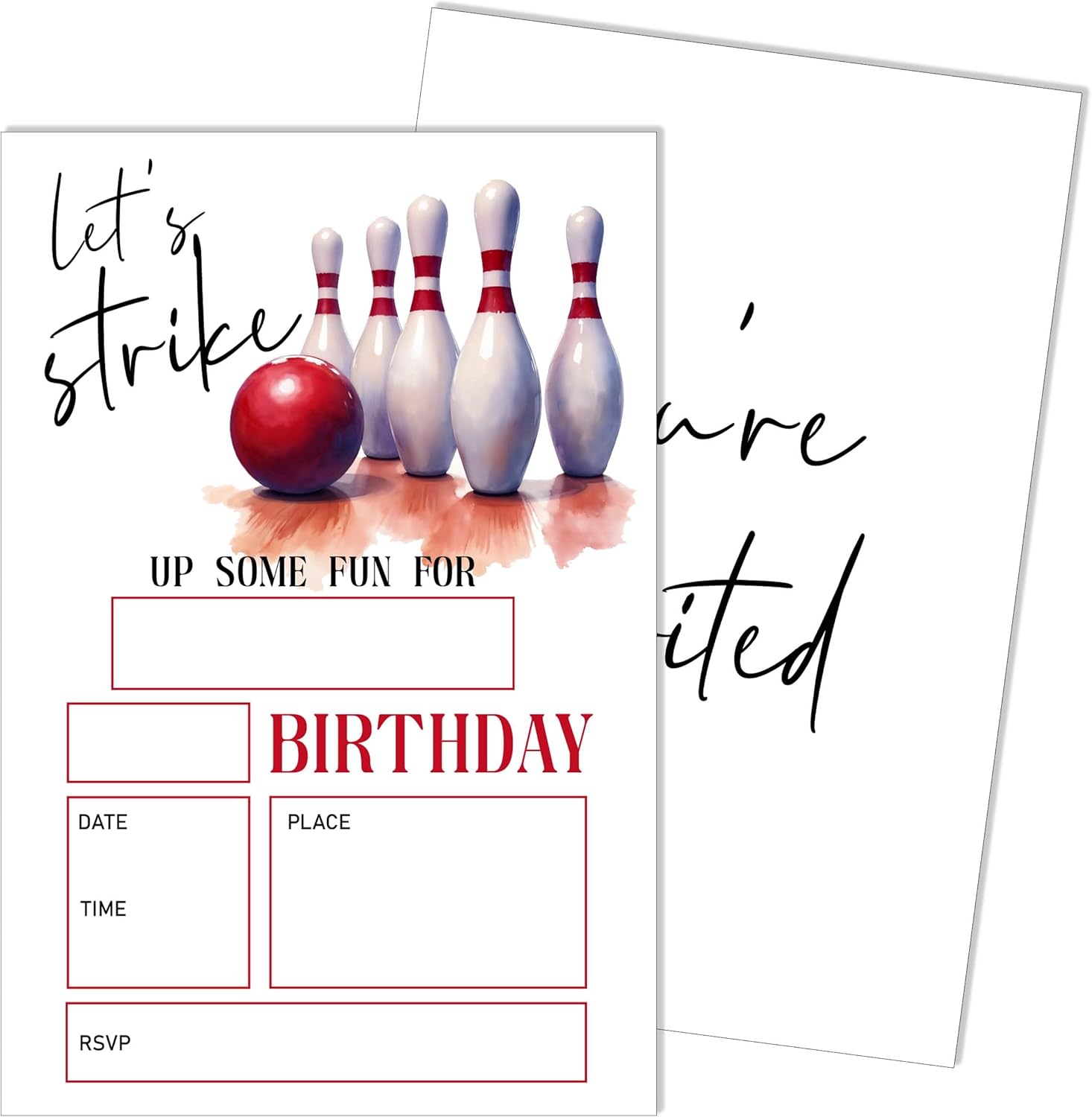 Eronm Bowling Birthday Invites 20 Pack with Envelopes