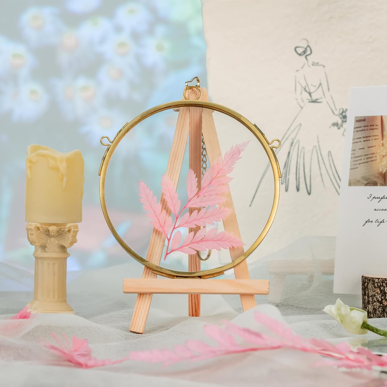 NCYP 43 Inch Double Glass Floating Frame for Photos and Pressed Flowers