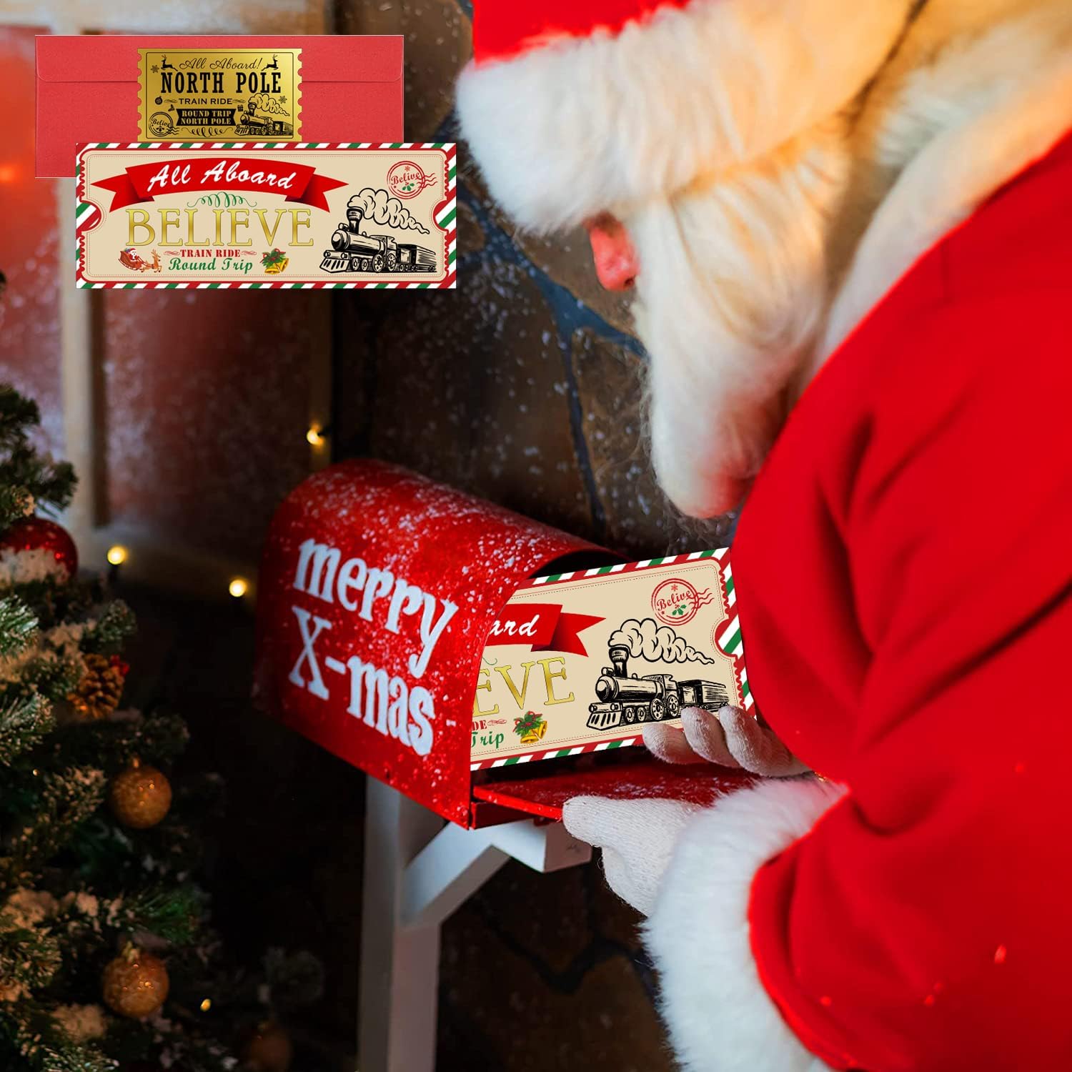 Christmas Believe Train Ticket Invitations with 25 Envelopes