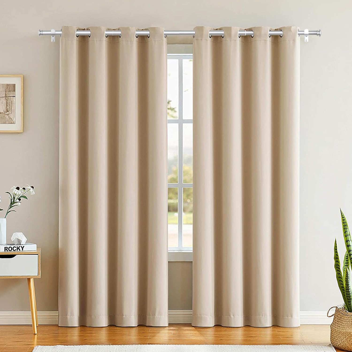TONIAL Adjustable Single Curtain Rod Silver 32-58 Inch