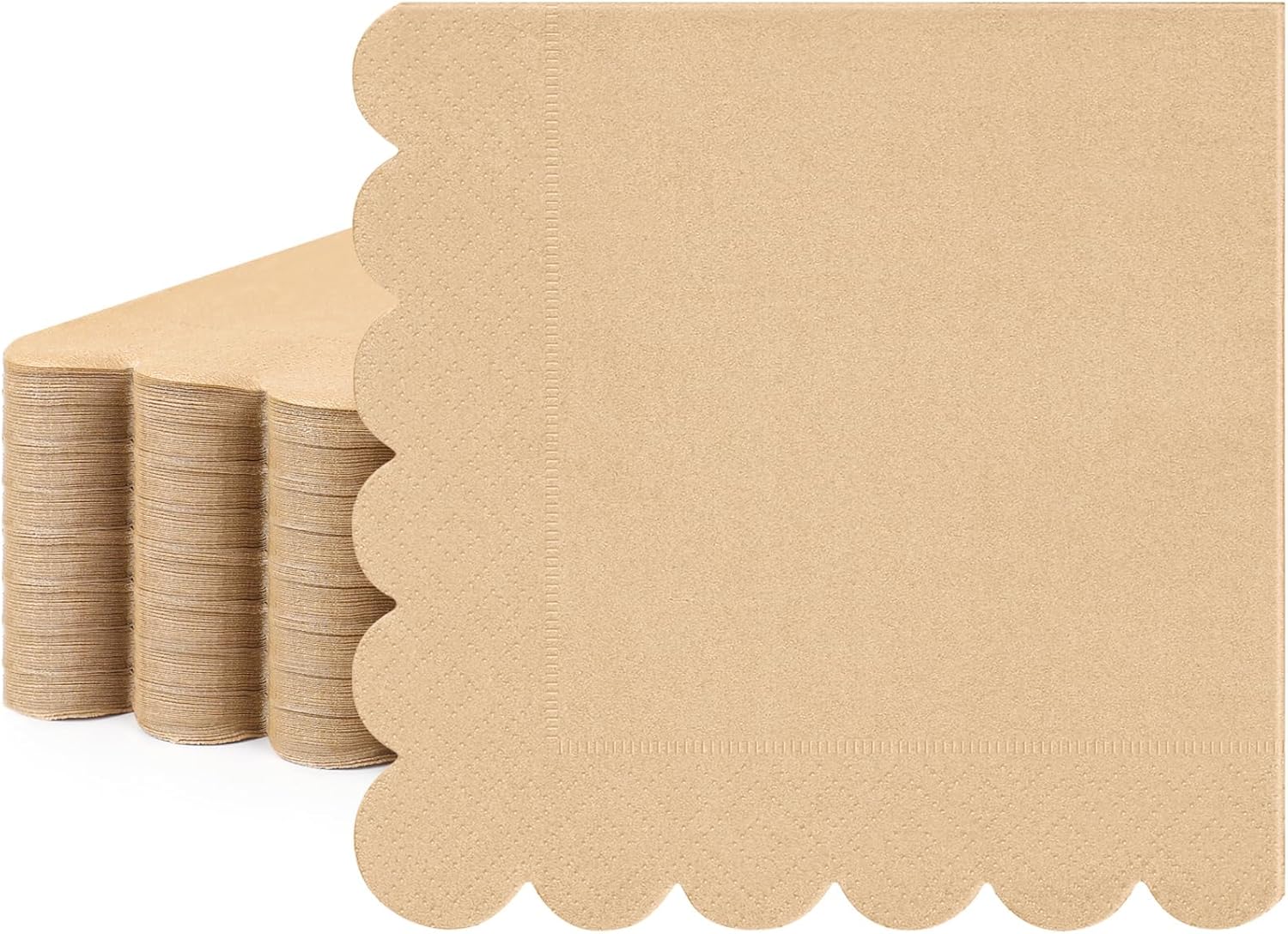 Fuutreo 100 Pcs Scalloped Kraft Napkins