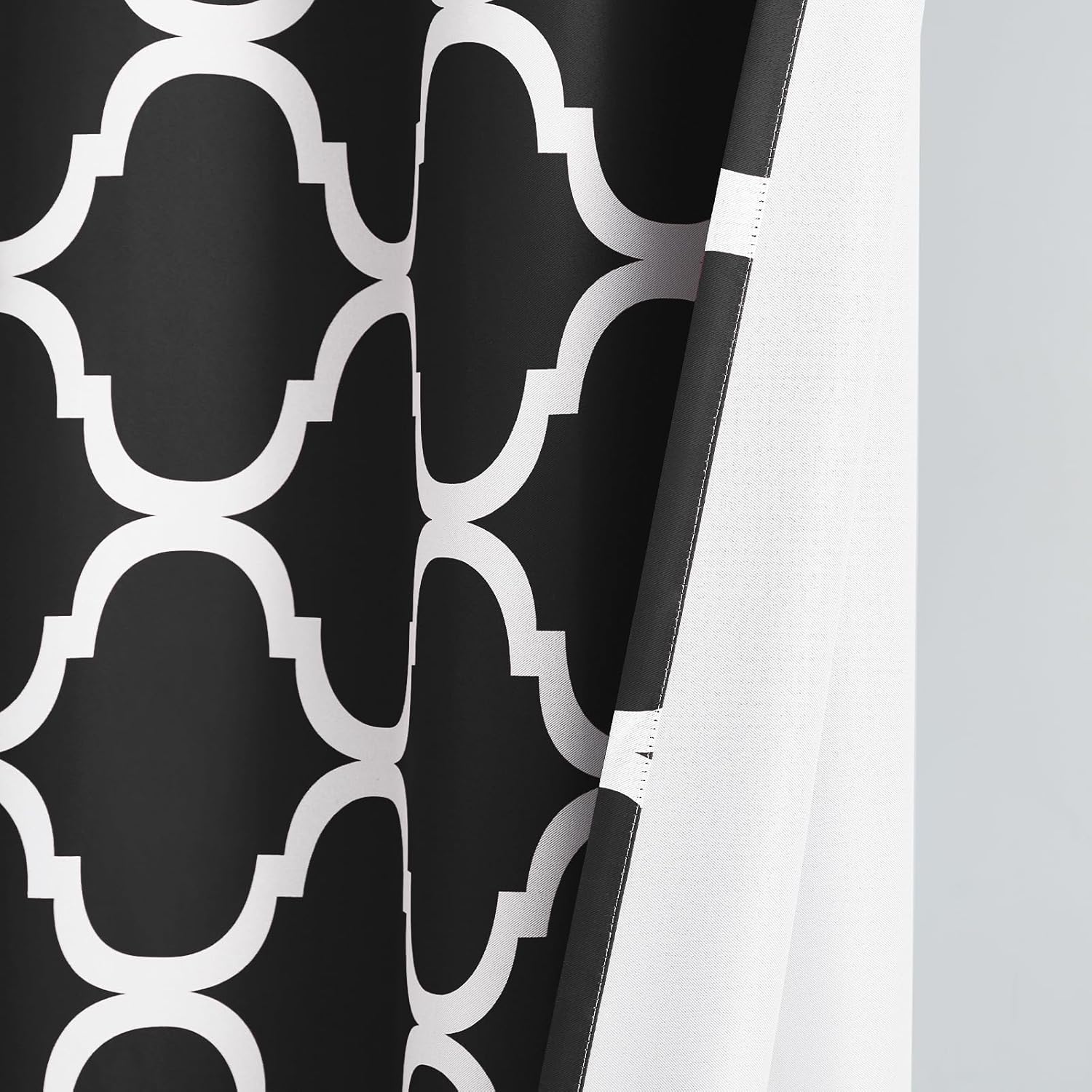 Melodieux Moroccan Print Curtain Valance 52x18 Black 1 Panel