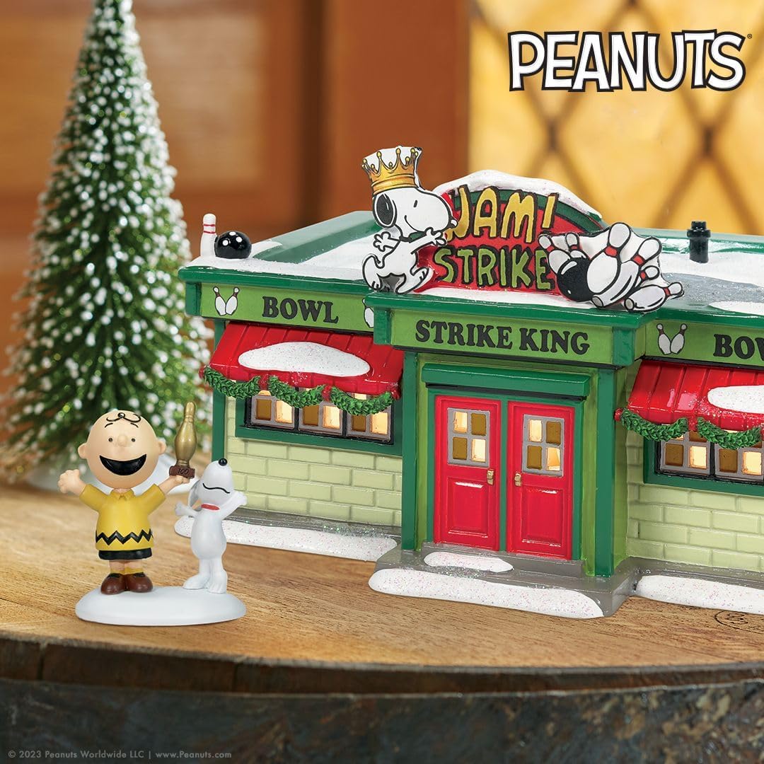 Department 56 Peanuts Village Strike King Bowling Alley Building