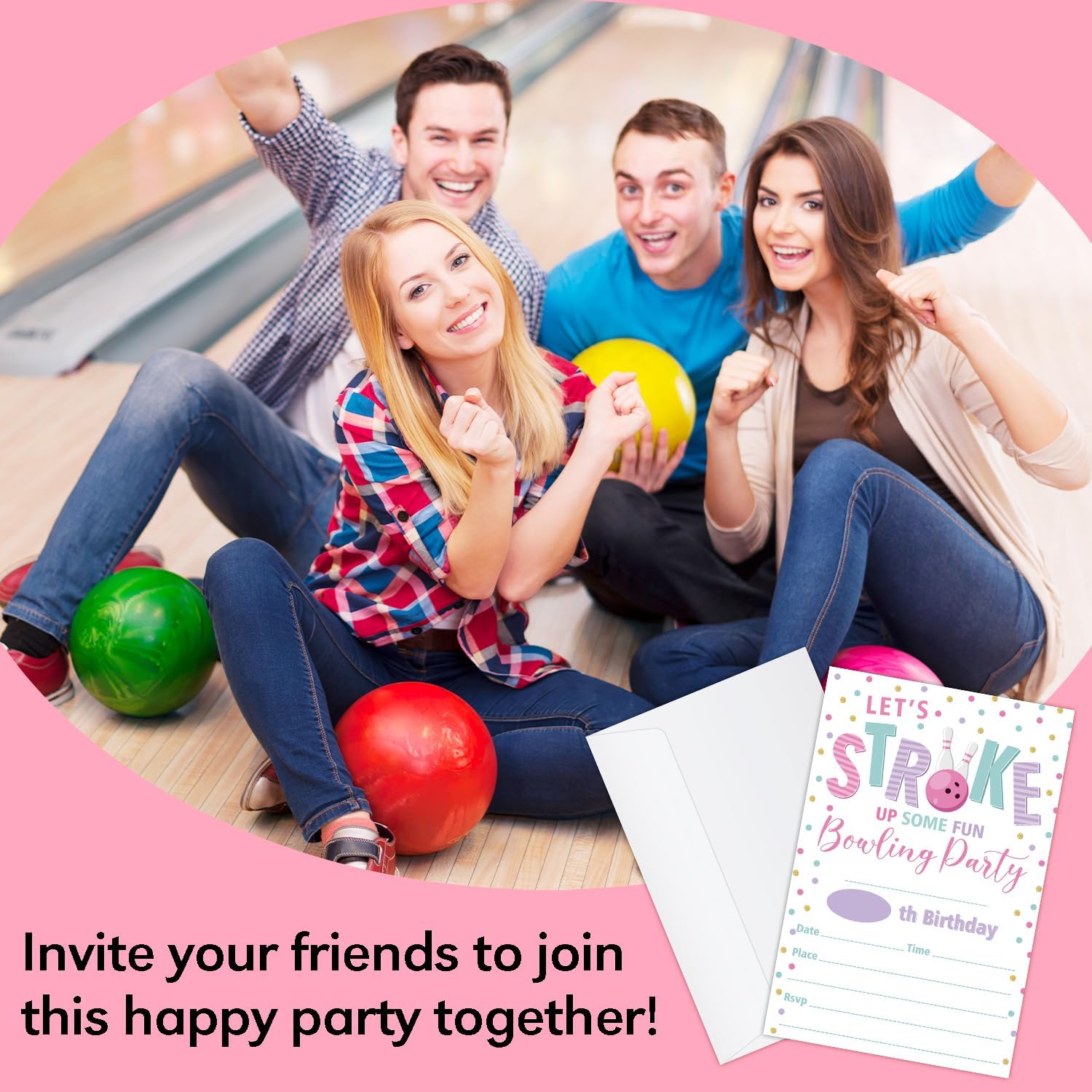 GaNiao Bowling Birthday Party Invites 20 Pcs with Envelopes