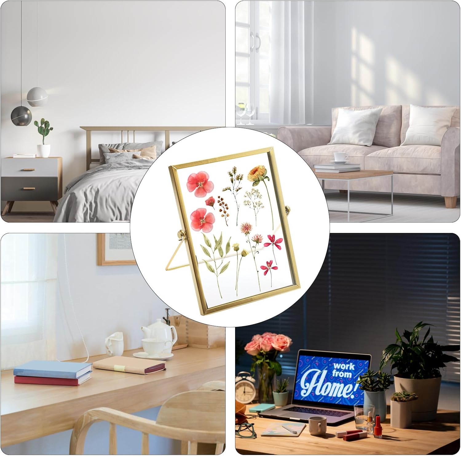 Golden Picture Frame with Double-Sided Glass Display