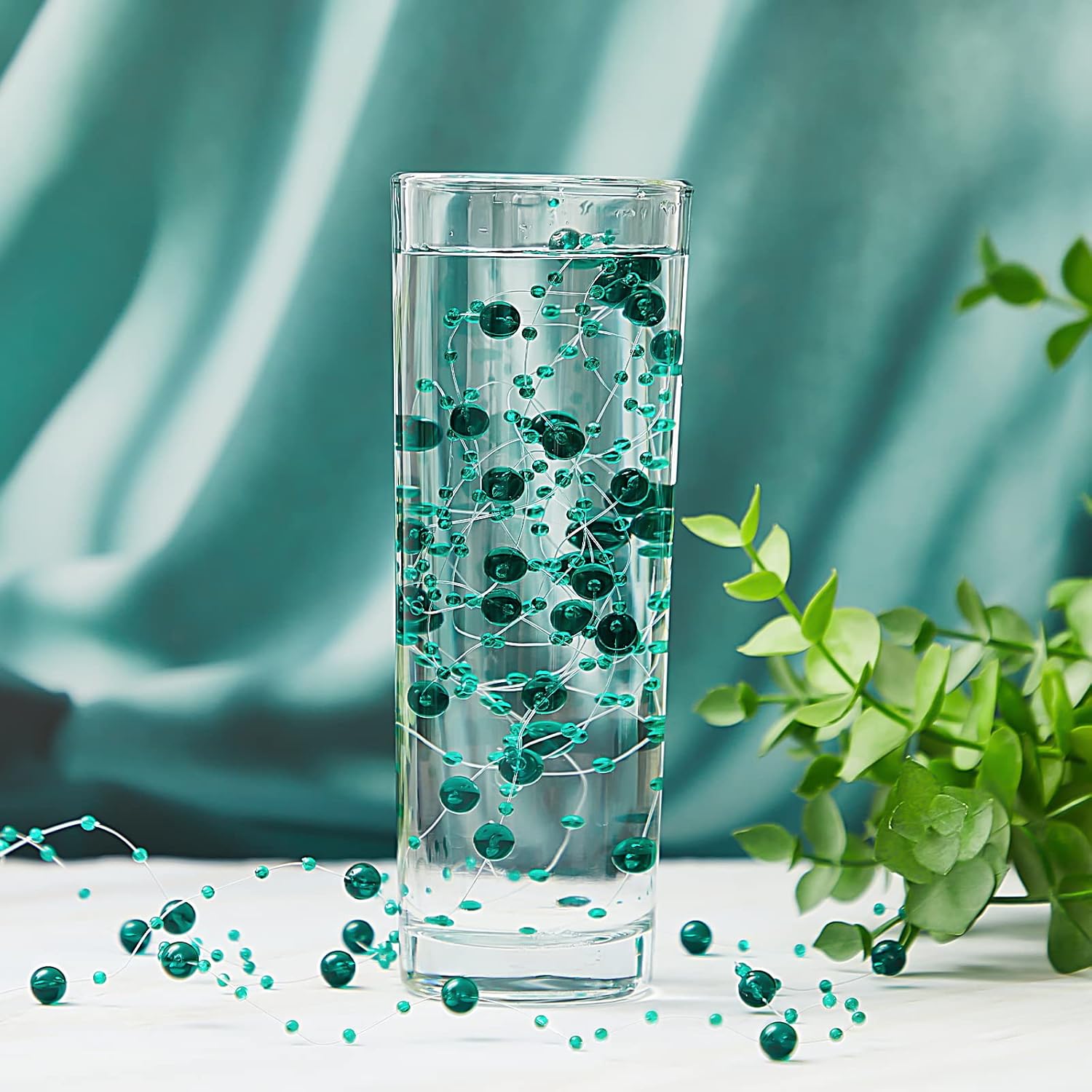 Tondiamo 24 Pcs Clear Green Artificial Pearl Garland String Decorations
