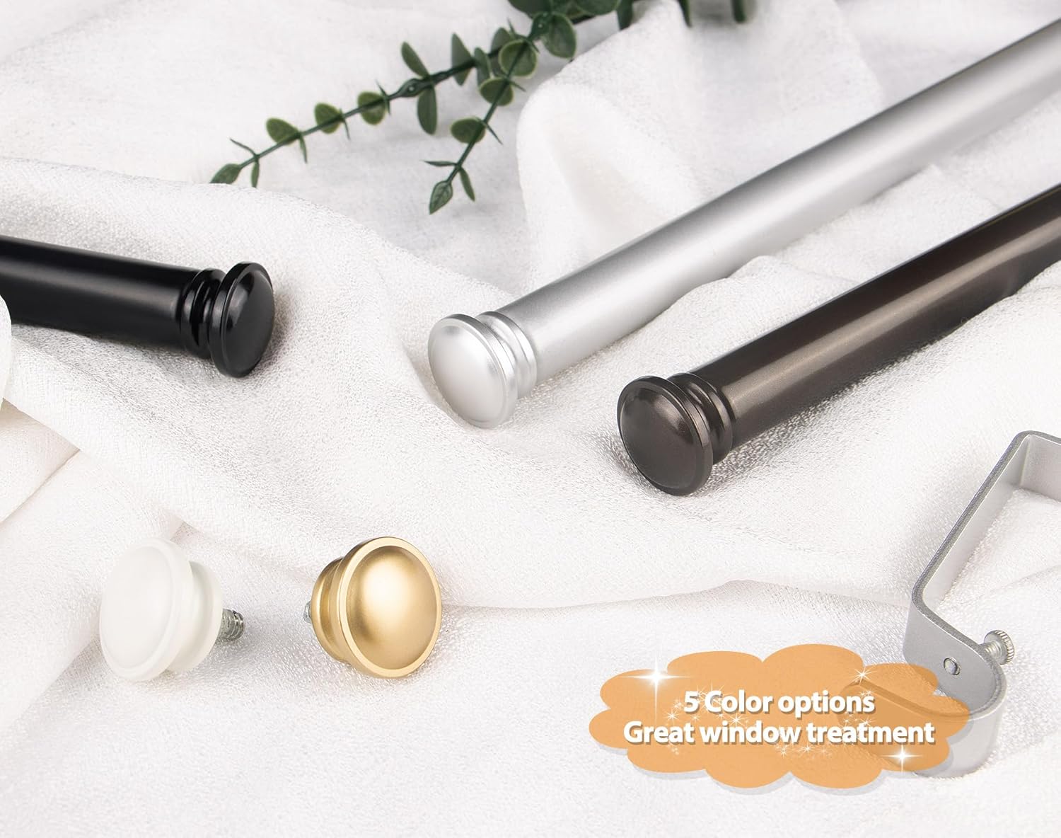 TONIAL Adjustable Single Curtain Rod Silver 32-58 Inch