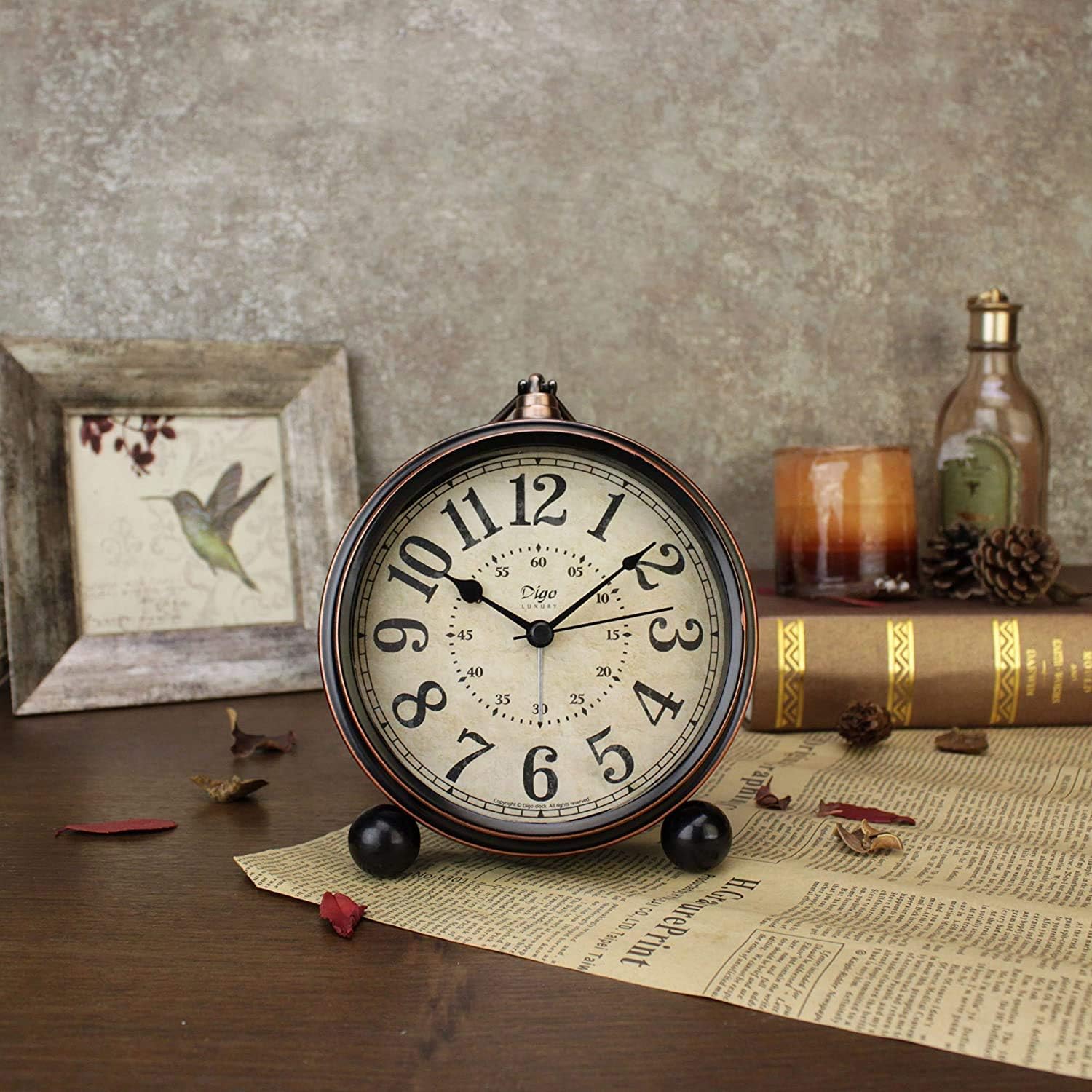 Maxspace 55 Inch Silent Desk Alarm Clock with HD Glass Face