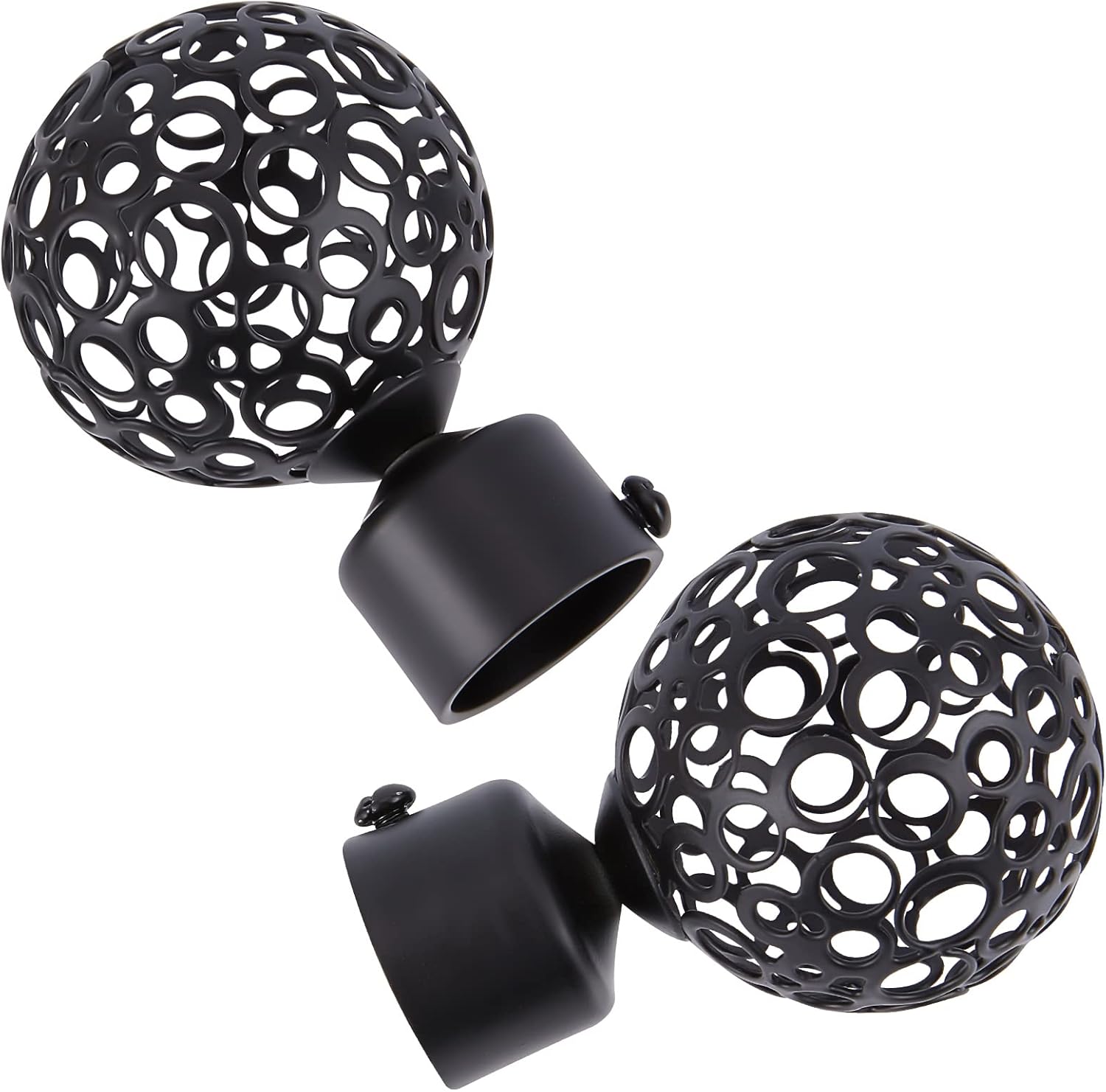 GORGECRAFT 2PCS Black Round Curtain Rod Finials