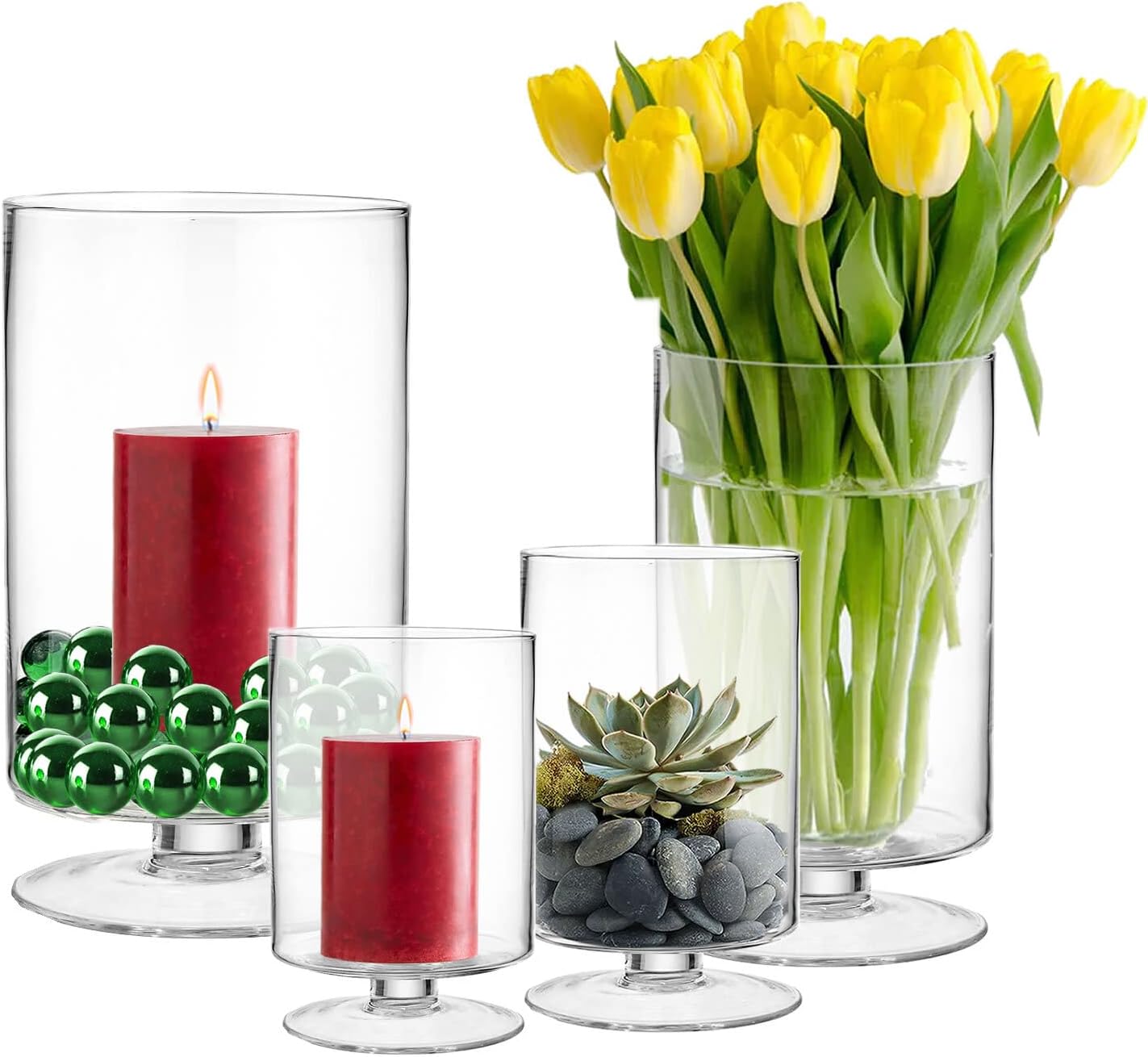 CYS EXCEL Glass Hurricane Candle Holder 8 Inch