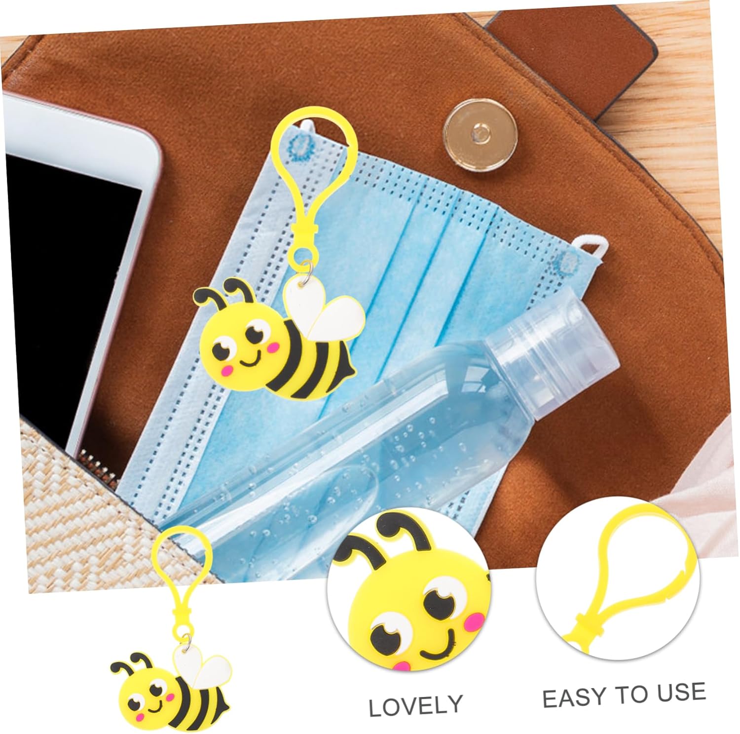 24pcs Cute Bee Keychains for Backpack and Party Favors