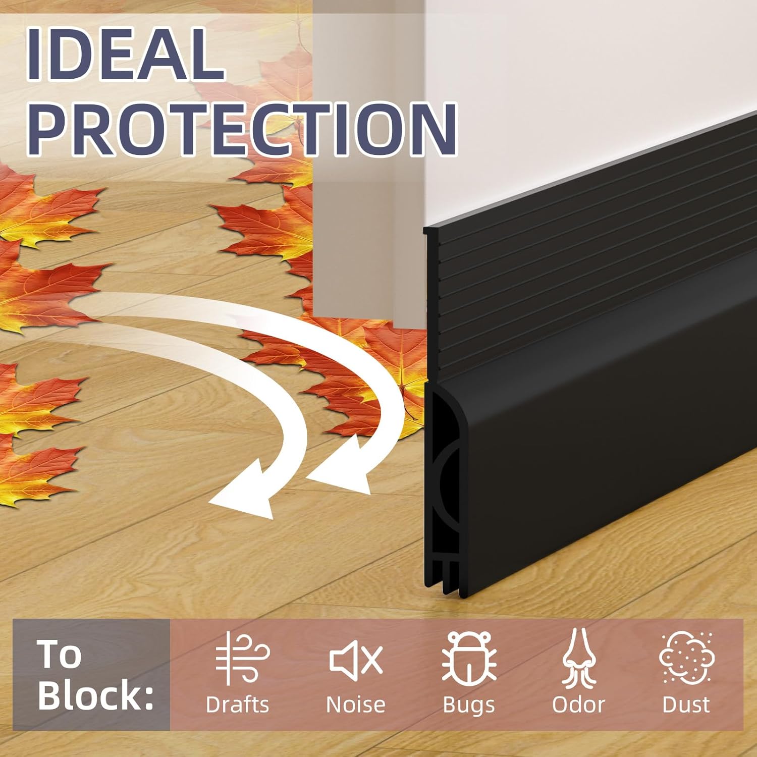 Black Door Draft Stopper 39 Inches Weather Seal
