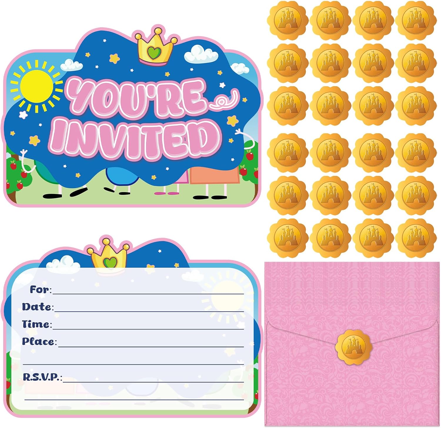 Pink Pig Birthday Invitations 20Pcs Cute Animal Party Cards for Girls