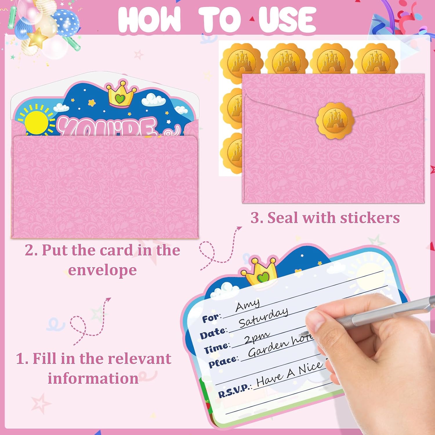 Pink Pig Birthday Invitations 20Pcs Cute Animal Party Cards for Girls