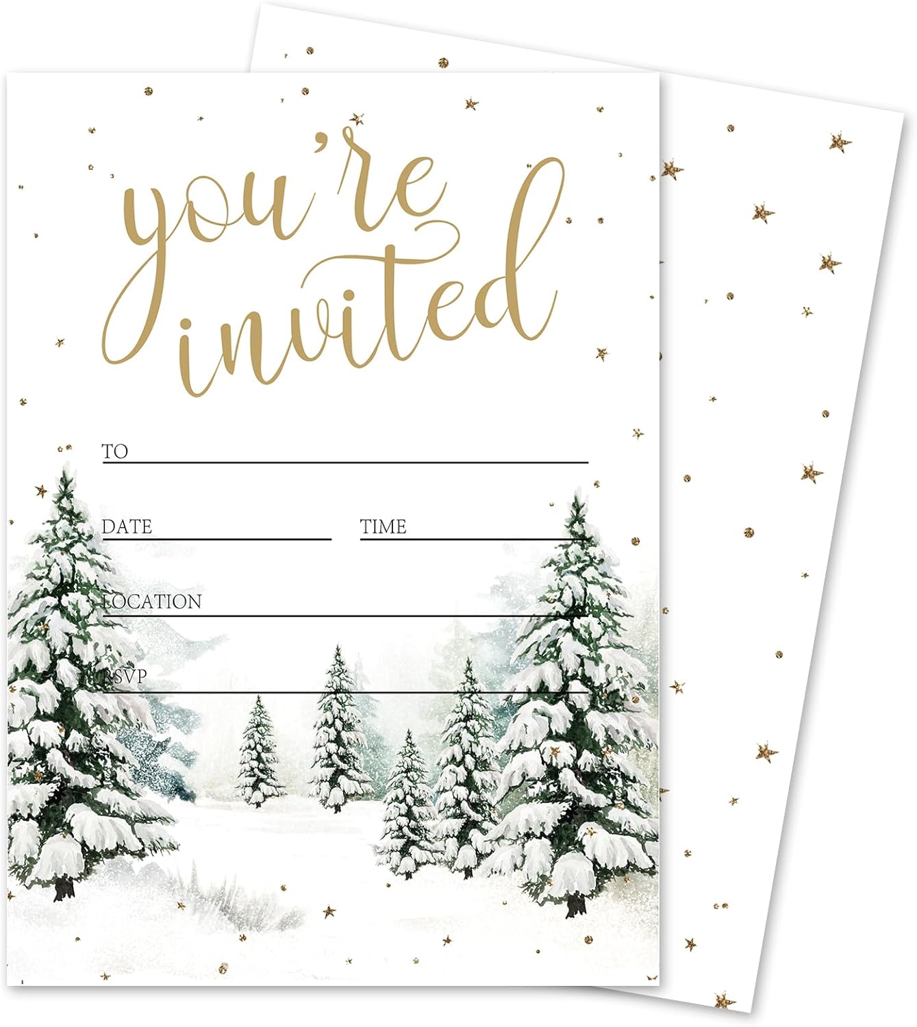 Whaline 25 Pack Christmas Invitations with Envelopes and Stickers