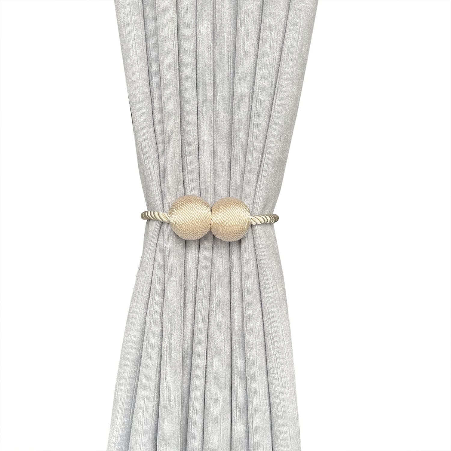Melaluxe 6 Pack Magnetic Curtain Holdbacks Beige