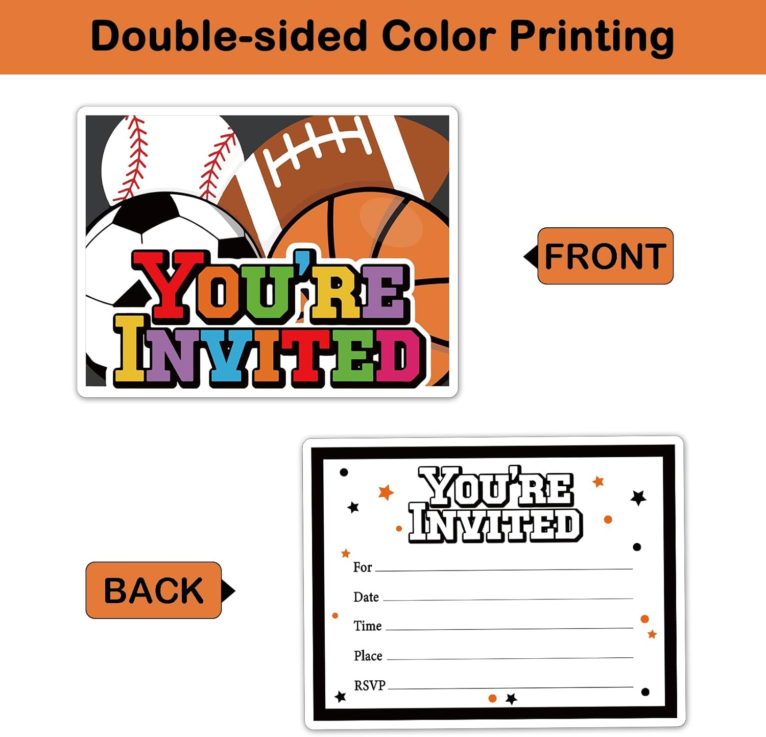 REWIDPARTY Sports Party Invitations Set of 15