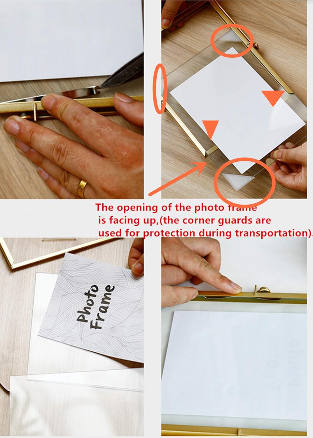 Floating Glass Frame Vintage Style Gold