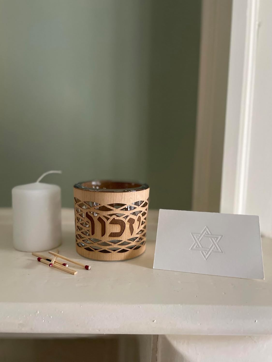 Yahrzeit Candle Holder with Star of David Design
