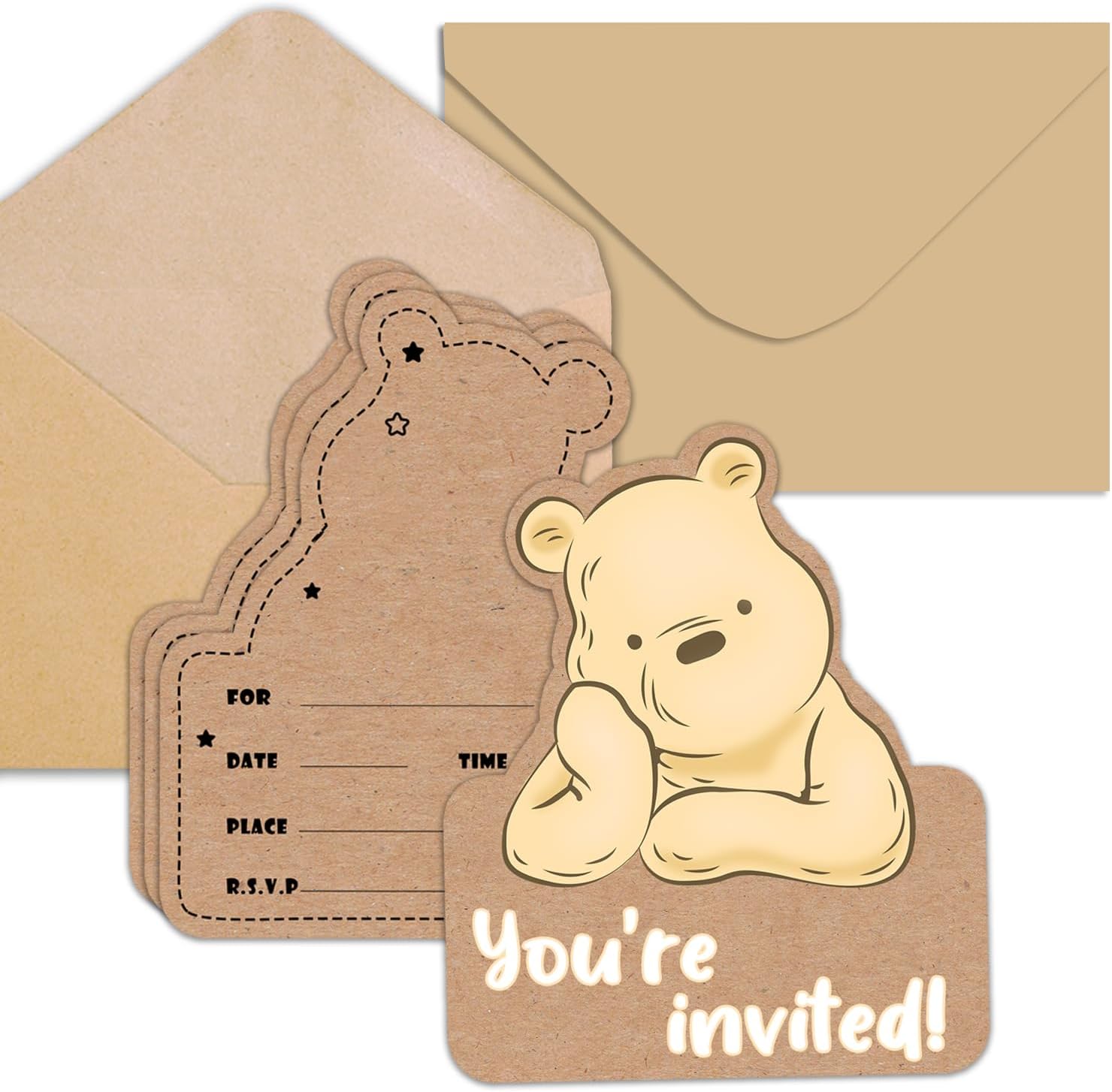20PCS Winnie The Pooh Party Invitations with Envelopes