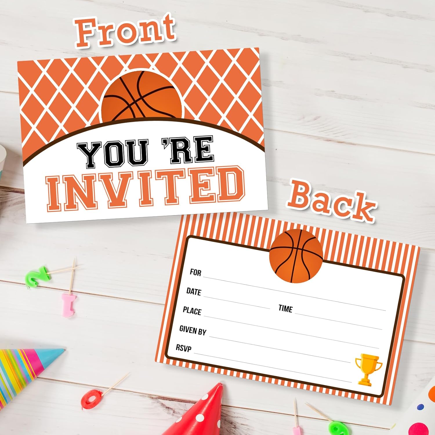 WeBenison Basketball Theme Invitation Cards - 30 Set