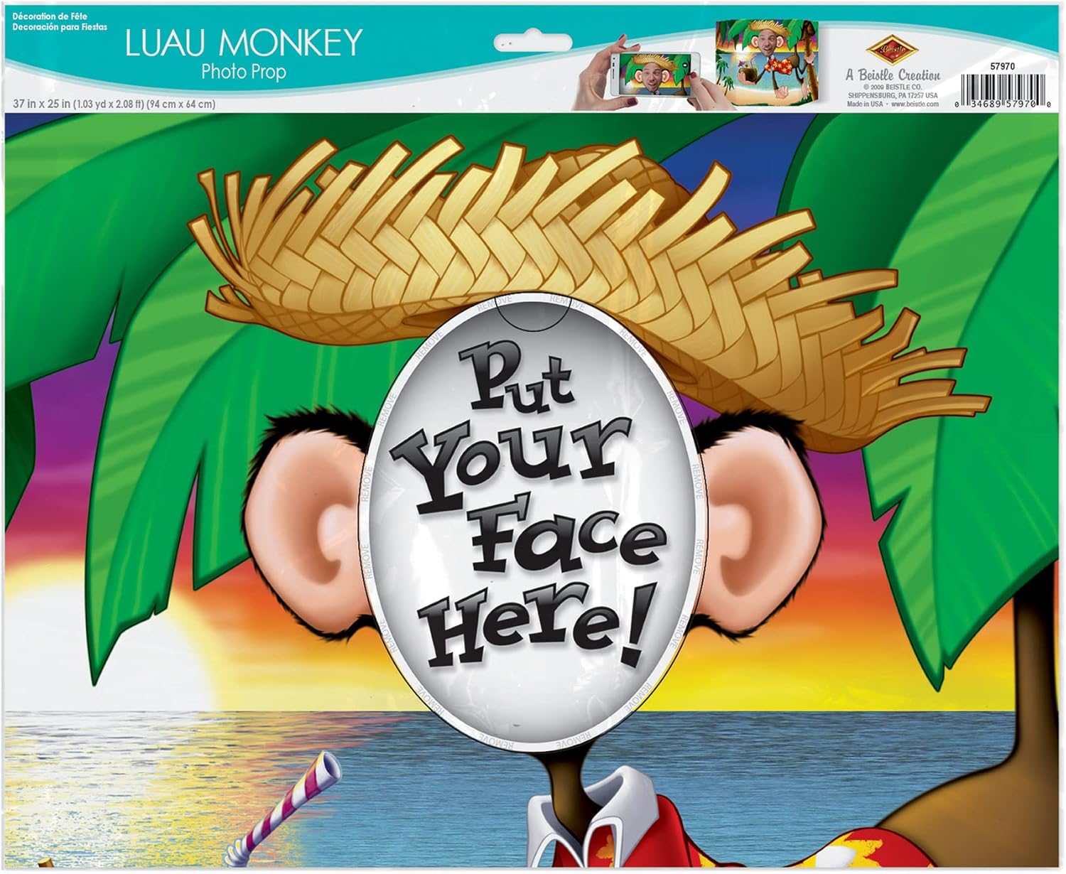 Luau Monkey Photo Prop Party Accessory
