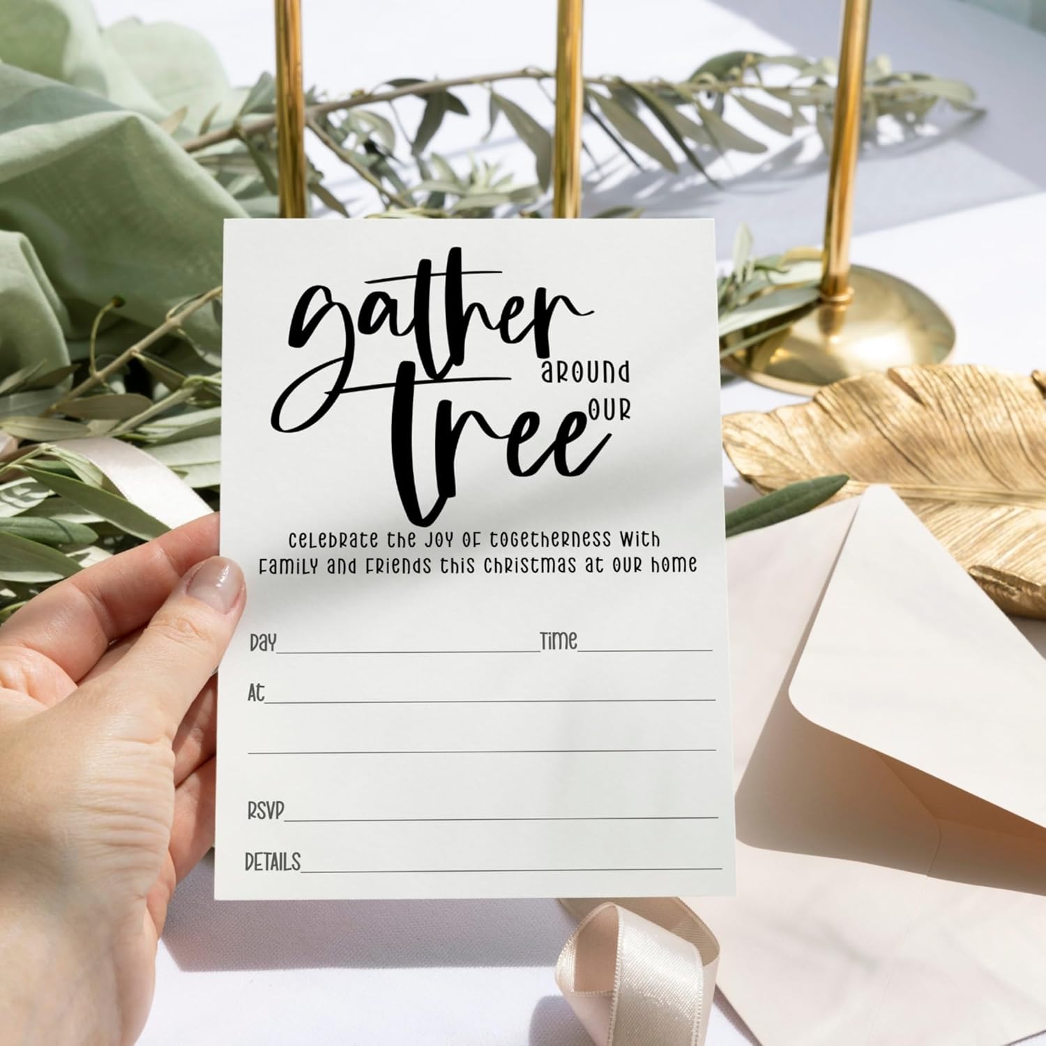 Paper Clever Party Festive Black White Christmas Tree Invitations 20 Pack