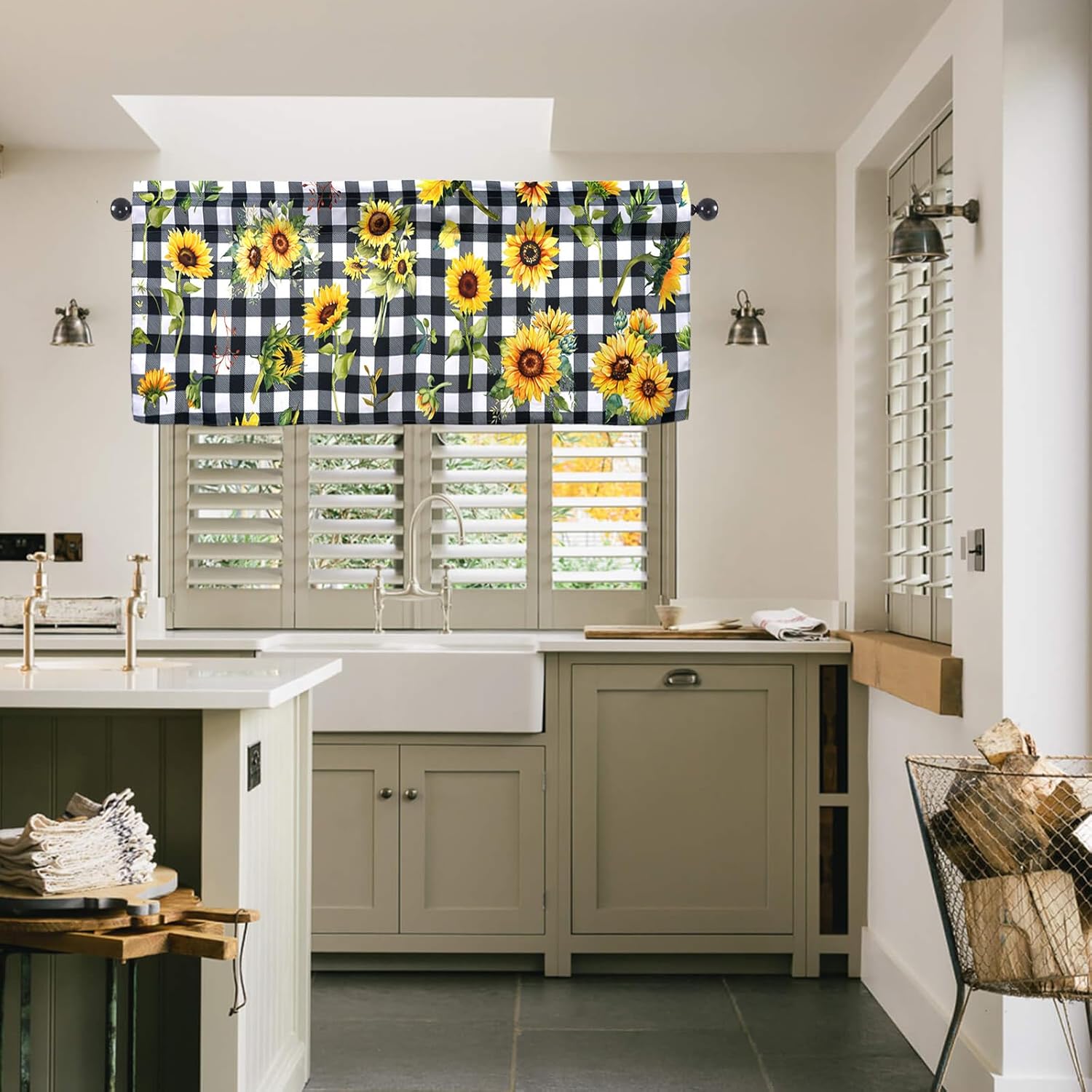 Sunflower Valances 54 W x 18 L Kitchen Curtains with Rod Pocket