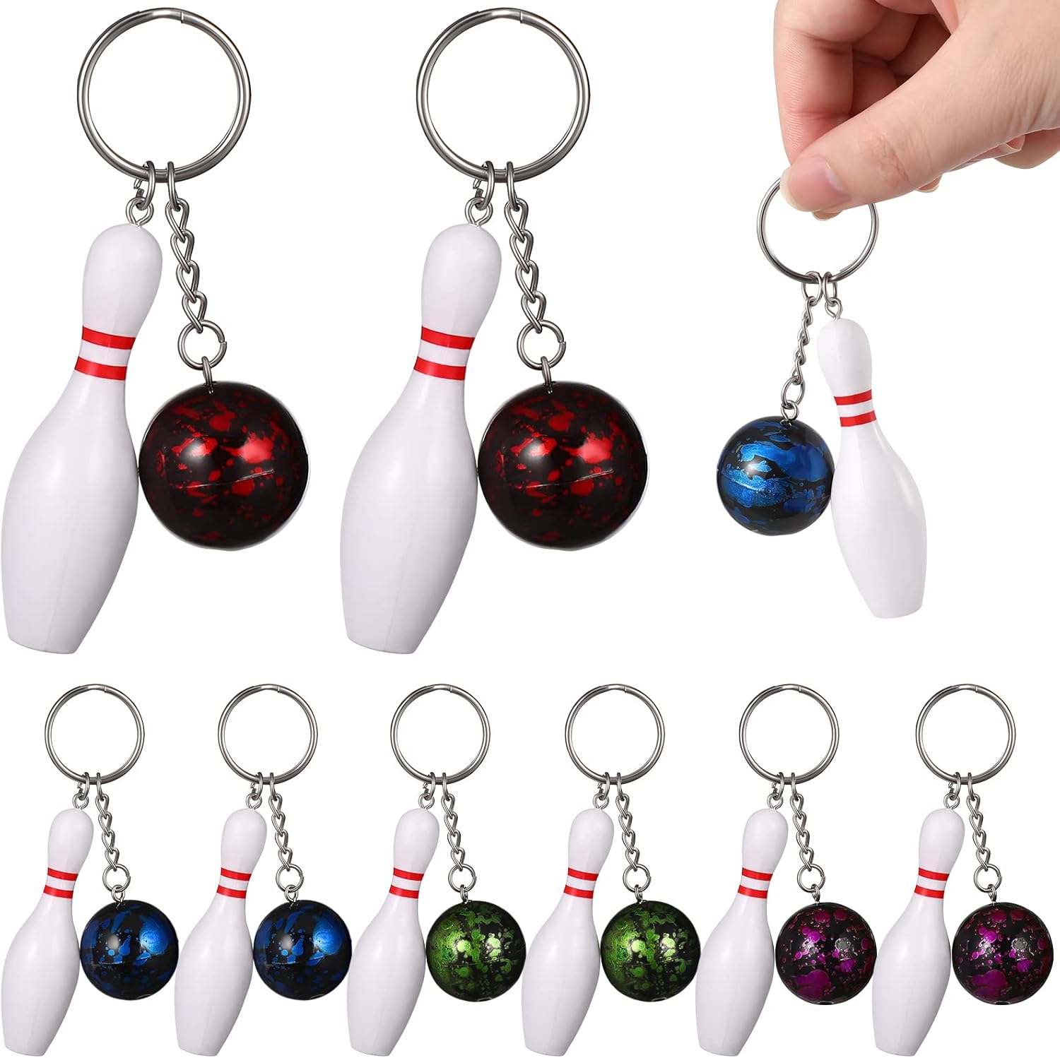 Homoyoyo 10PCS Mini Bowling Ball Keychain Set