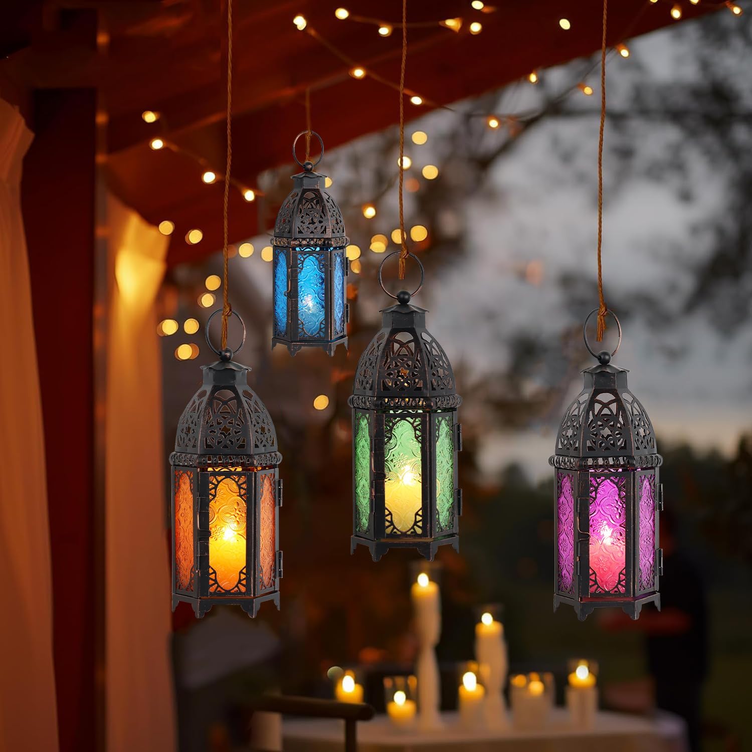DECORKEY Set of 2 Moroccan Lanterns Indoor Outdoor