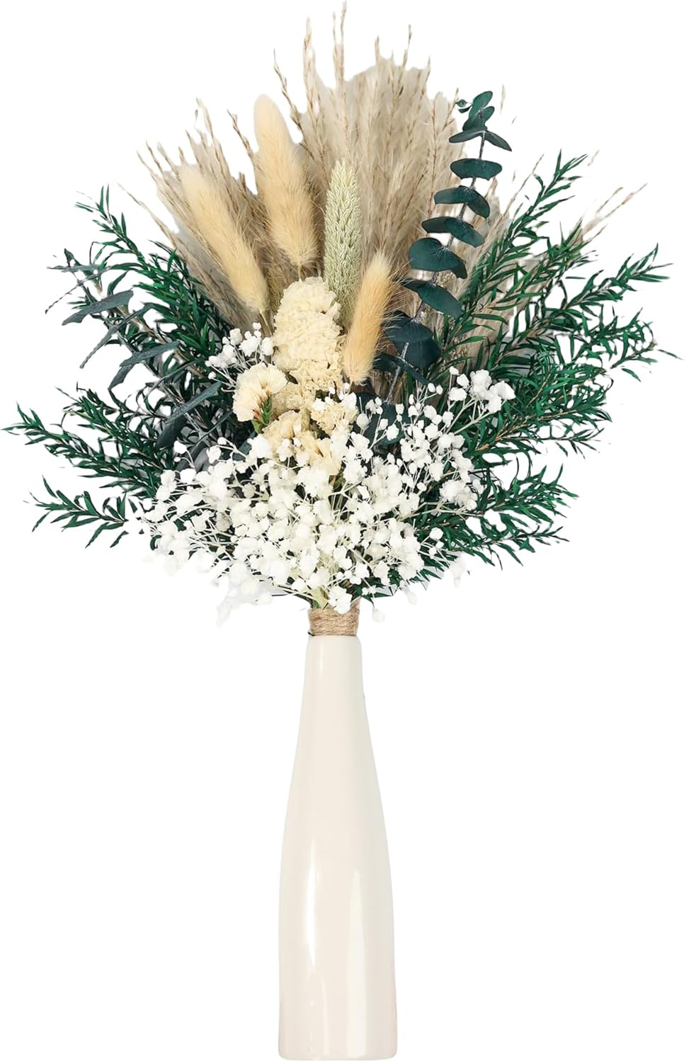 xins convey Dried Flower Bouquet with Ceramic Vase Green