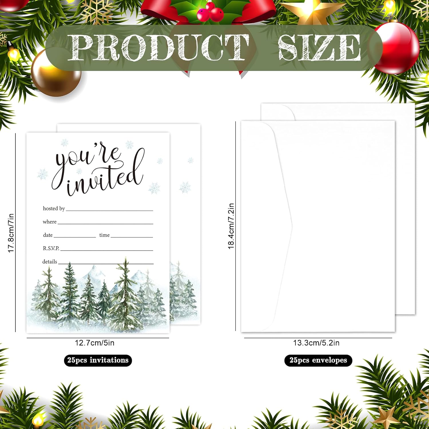 Whaline 25 Pack Christmas Party Invitations with Envelopes 1
