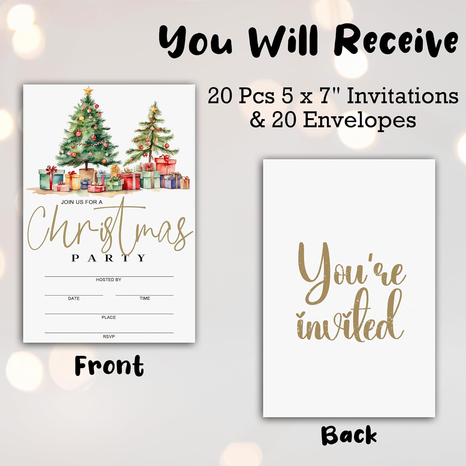5 X 7 Christmas Party Invitations With Envelopes