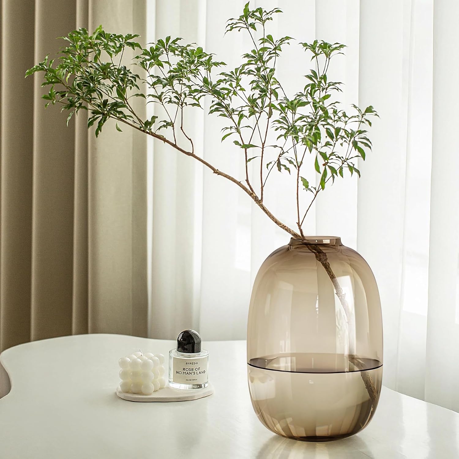 GeLive Brown Glass Vase Round Clear Colored