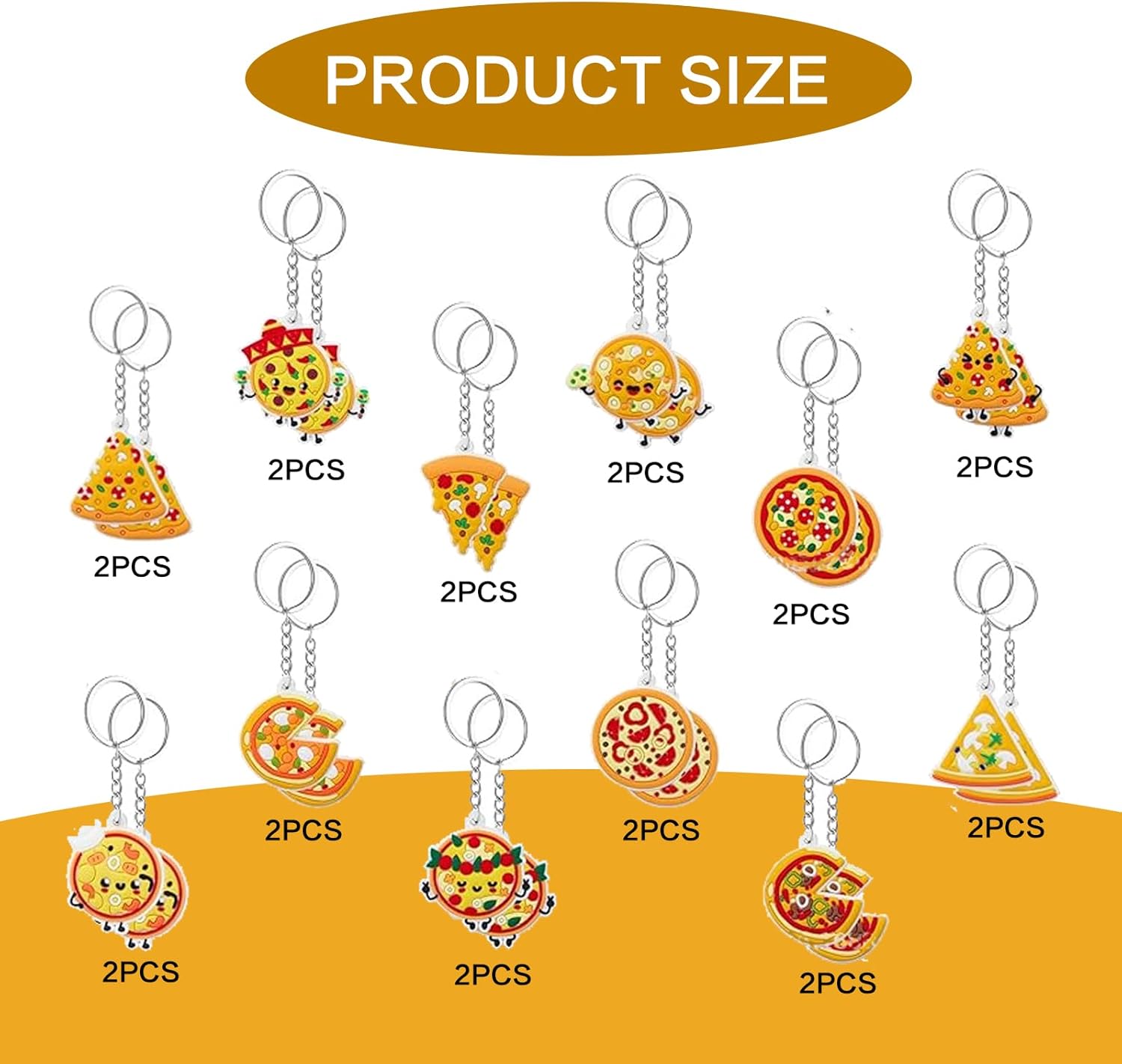 24Pcs Pizza Keychains Party Favors