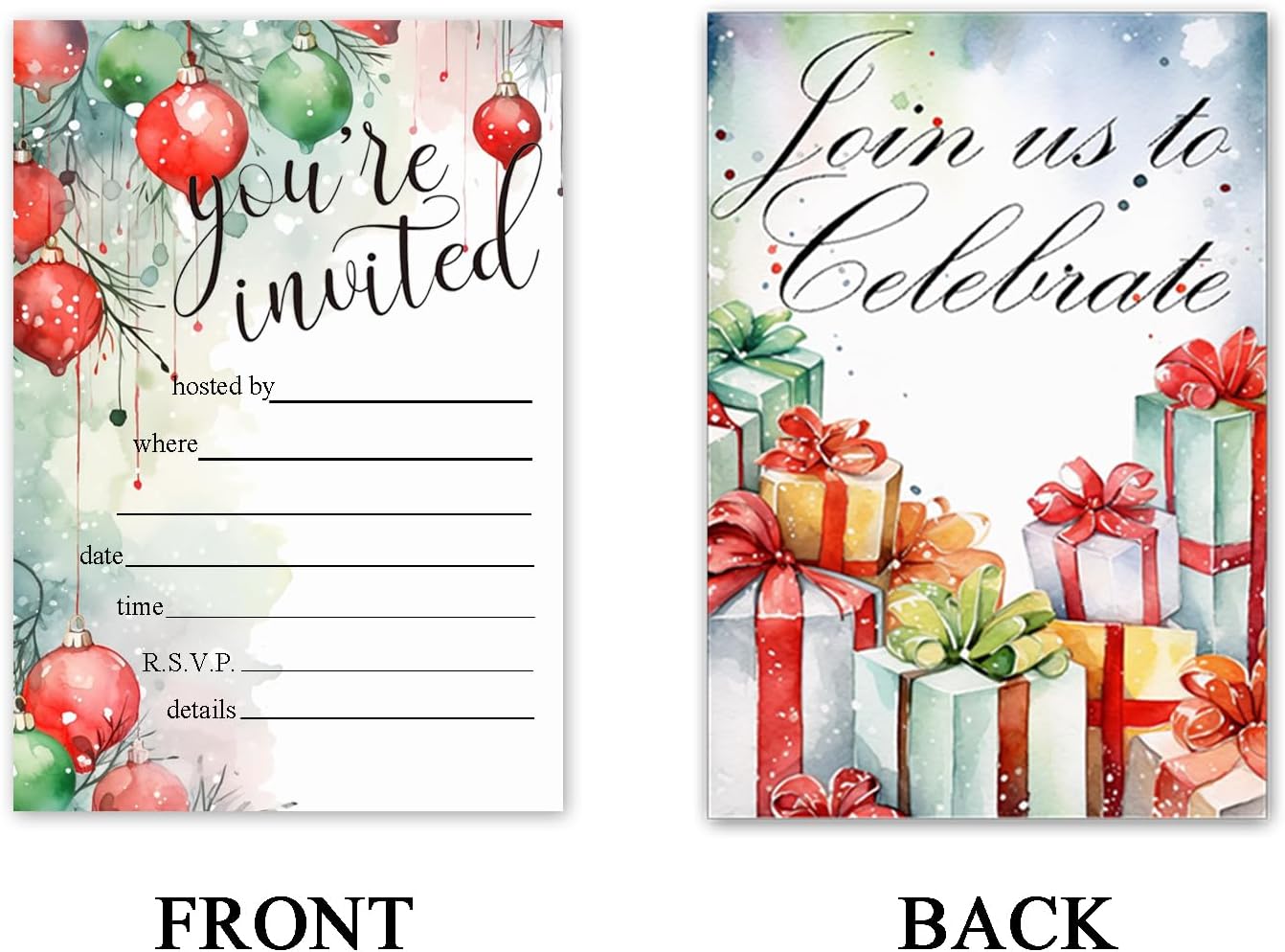 4x6 Inch Holiday Invitation Cards with Envelope 30 Pcs