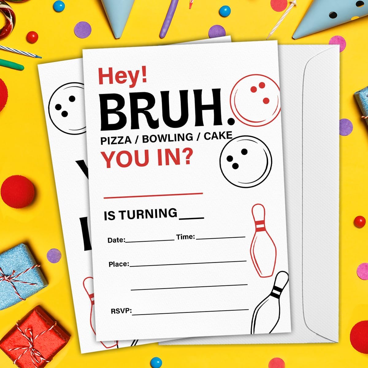 RNYJJ Bowling Birthday Invites with Envelopes 20 Count