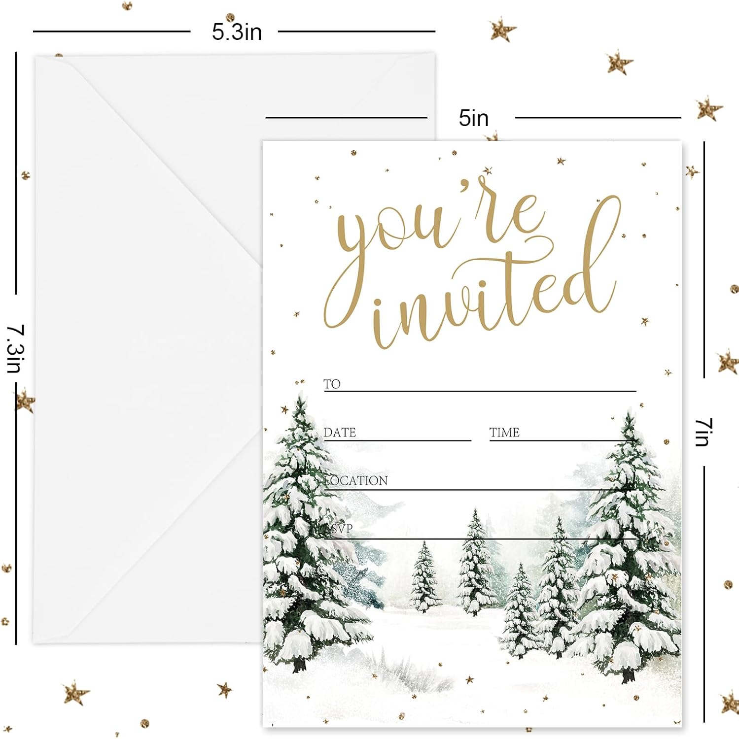 Whaline 25 Pack Christmas Invitations with Envelopes and Stickers