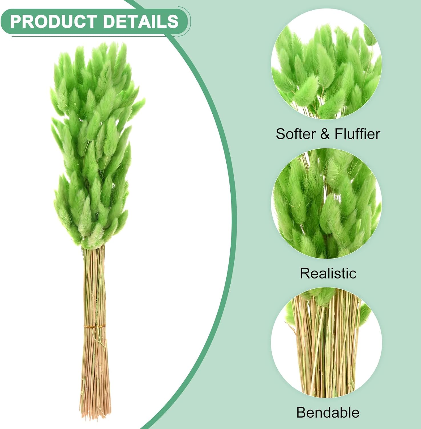 120-Pack Artificial Bunny Tails Grass 17 Inch Green Decor