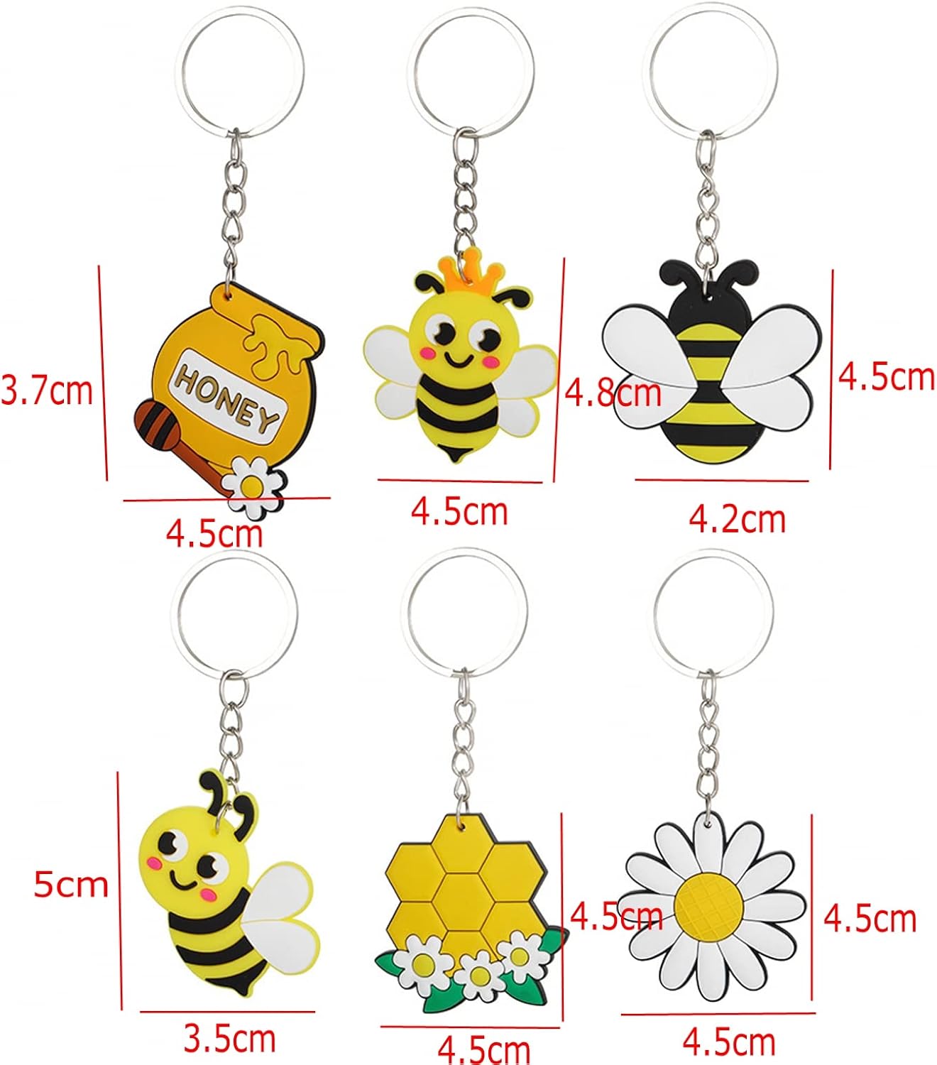 JZK 30 Pcs Cute Honey Bee Keyrings Set for Kids