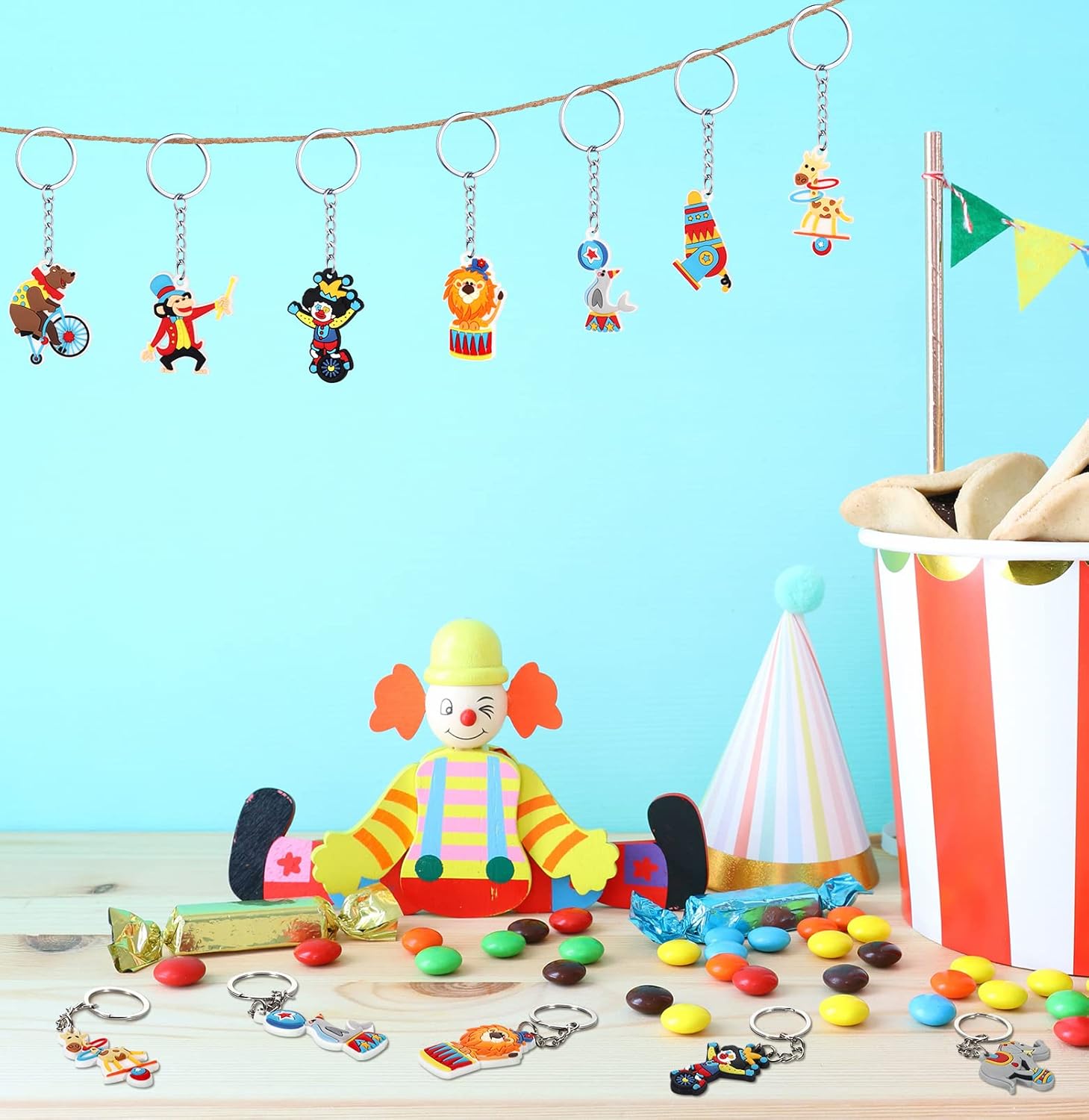36 Pcs Circus Animals Keychains Party Favors