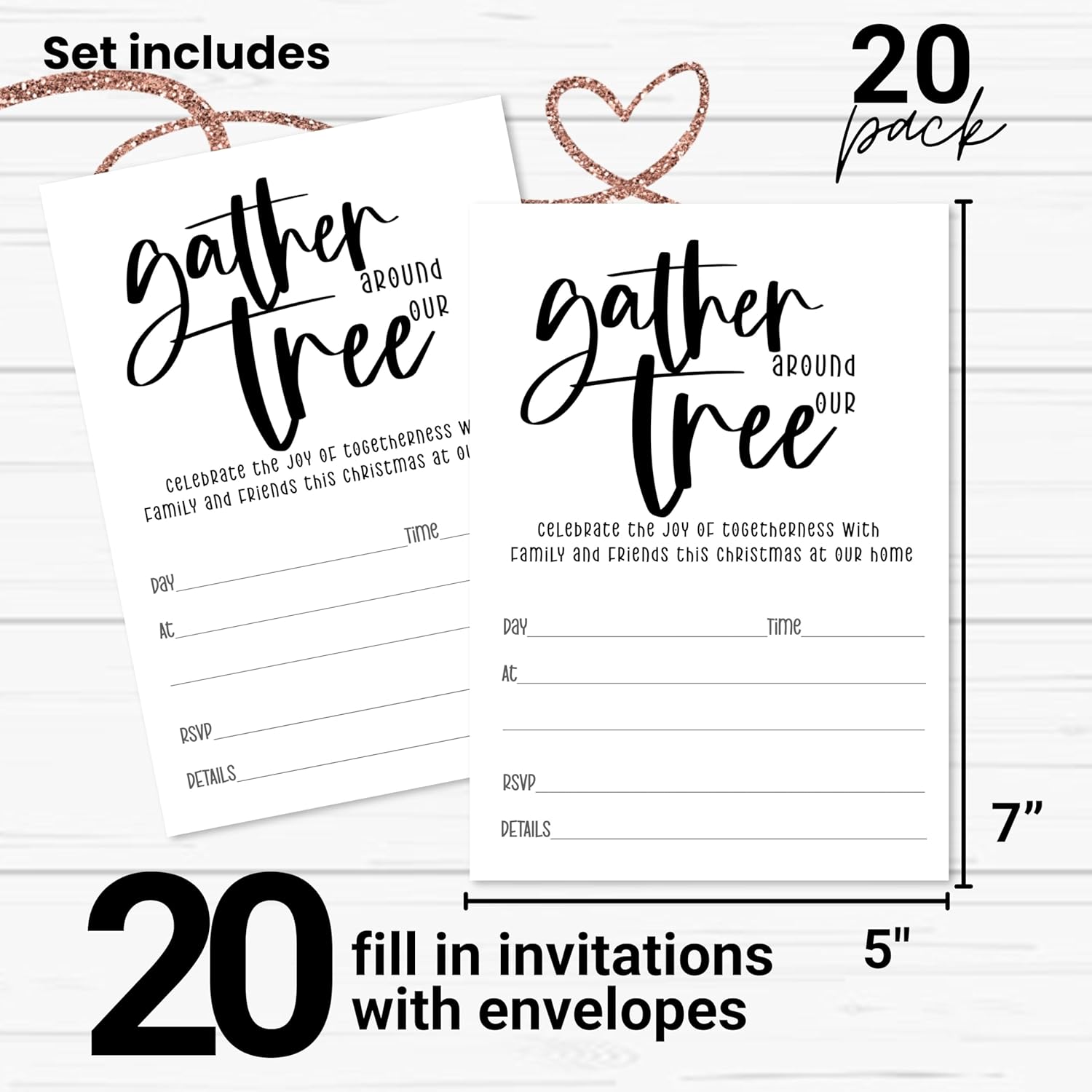 Paper Clever Party Festive Black White Christmas Tree Invitations 20 Pack