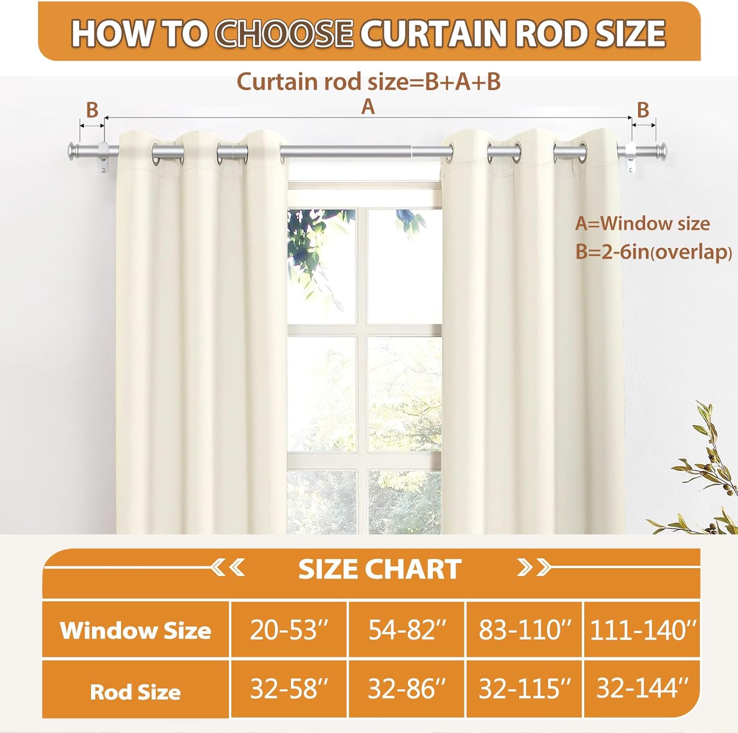 TONIAL Adjustable Single Curtain Rod Silver 32-58 Inch