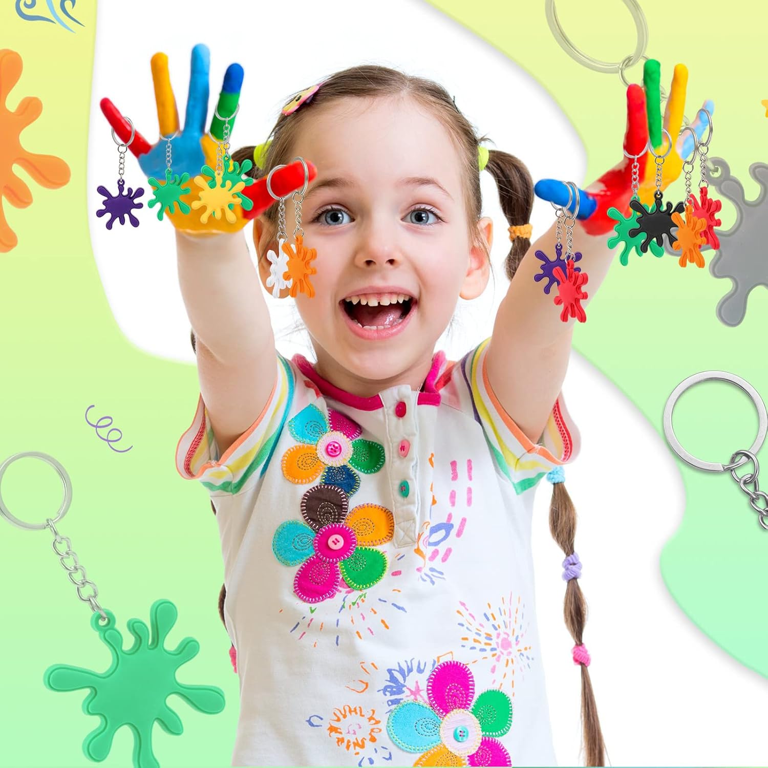 Taiyin Paint Splatter Keychains 48 Pcs Art Party Favors