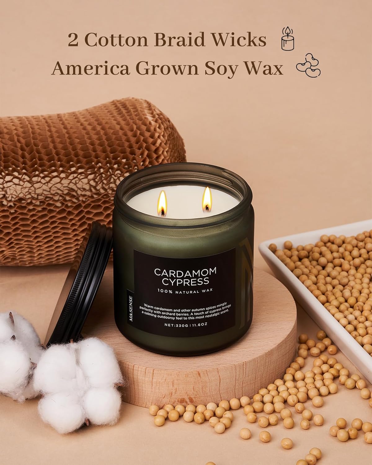 MSENSE Cardamon Cypress 2 Wick Jar Candle 116oz