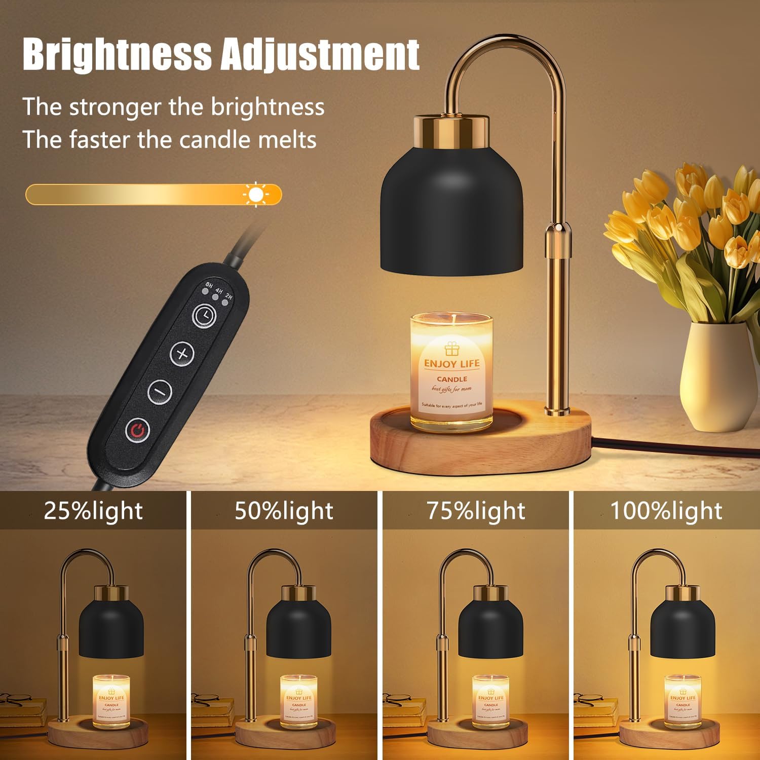 Candle Warmer Lamp with Dimmer and Adjustable Height