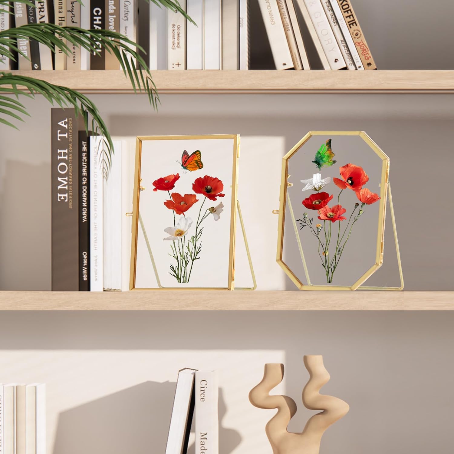 Himitimi 2 Pcs 4x6 Inch Gold Flower Frame Decor