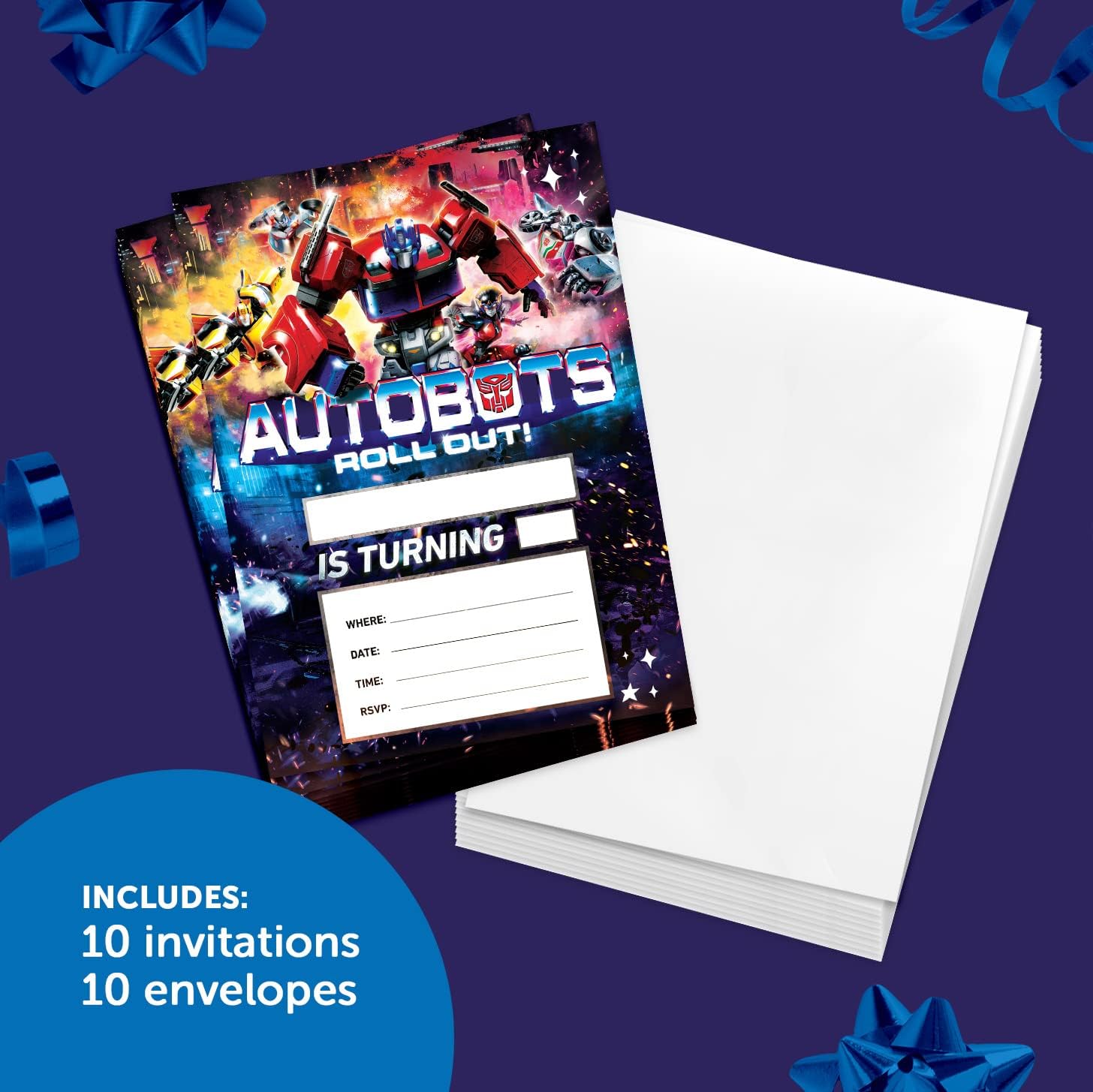 Desert Cactus Transformers Birthday Invitations 10 Piece Set With Envelopes
