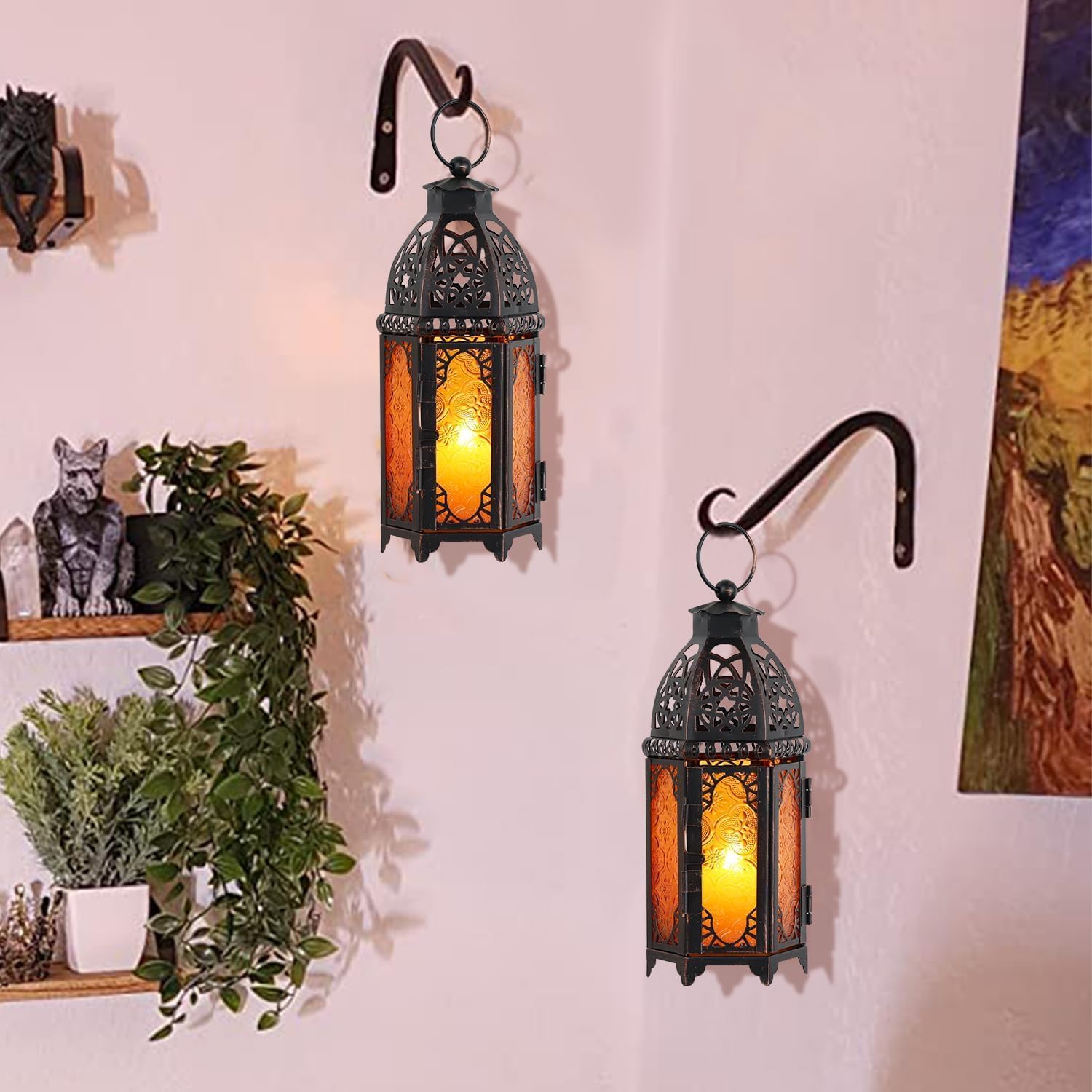 DECORKEY Set of 2 Moroccan Lanterns Indoor Outdoor