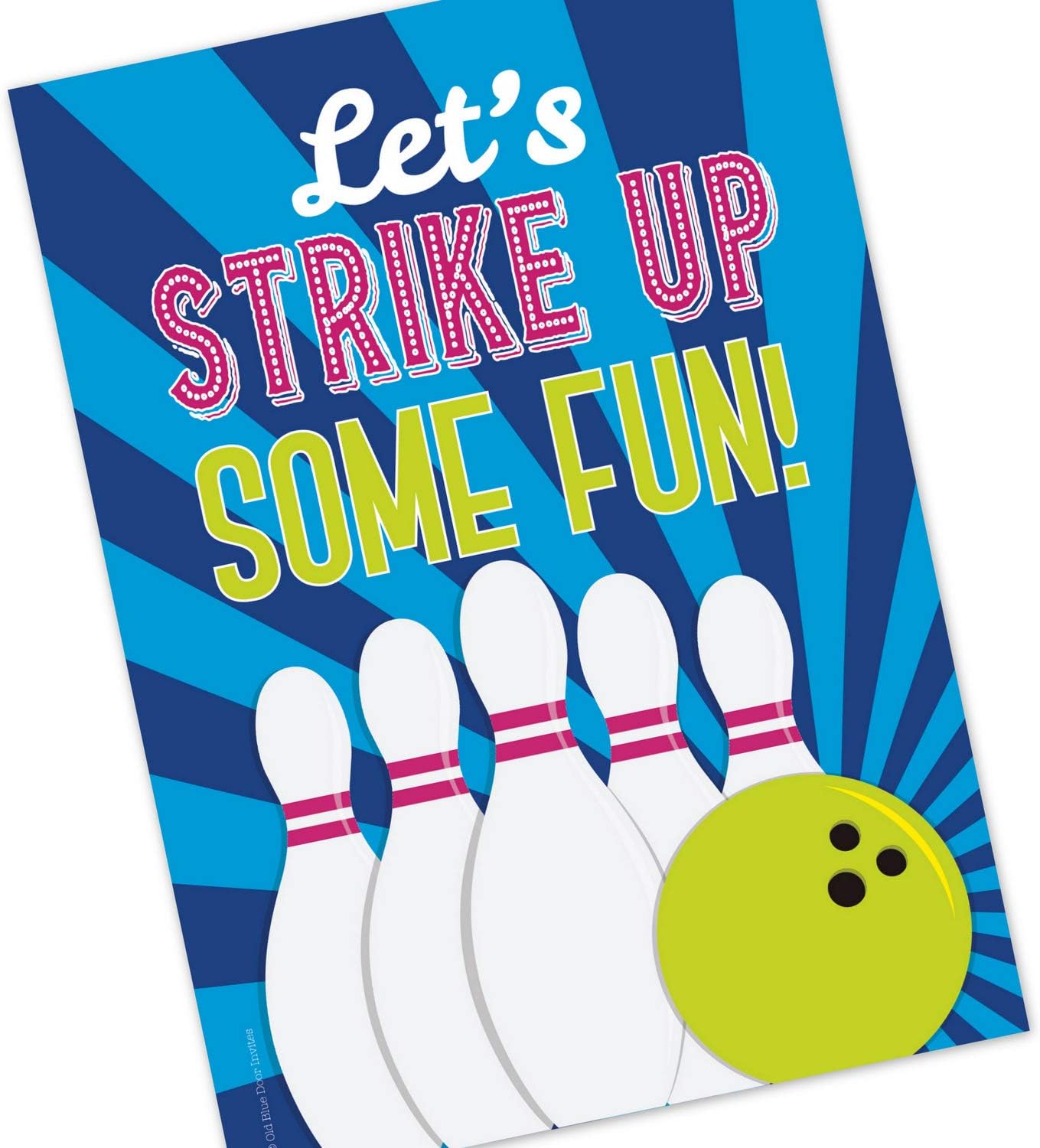 Cosmic Neon Bowling Birthday Invites 20 Count